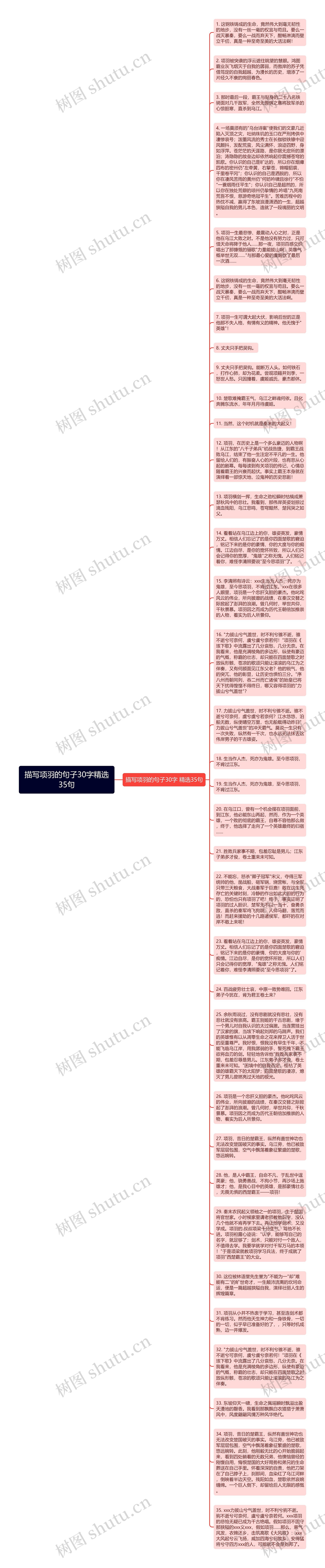 描写项羽的句子30字精选35句思维导图