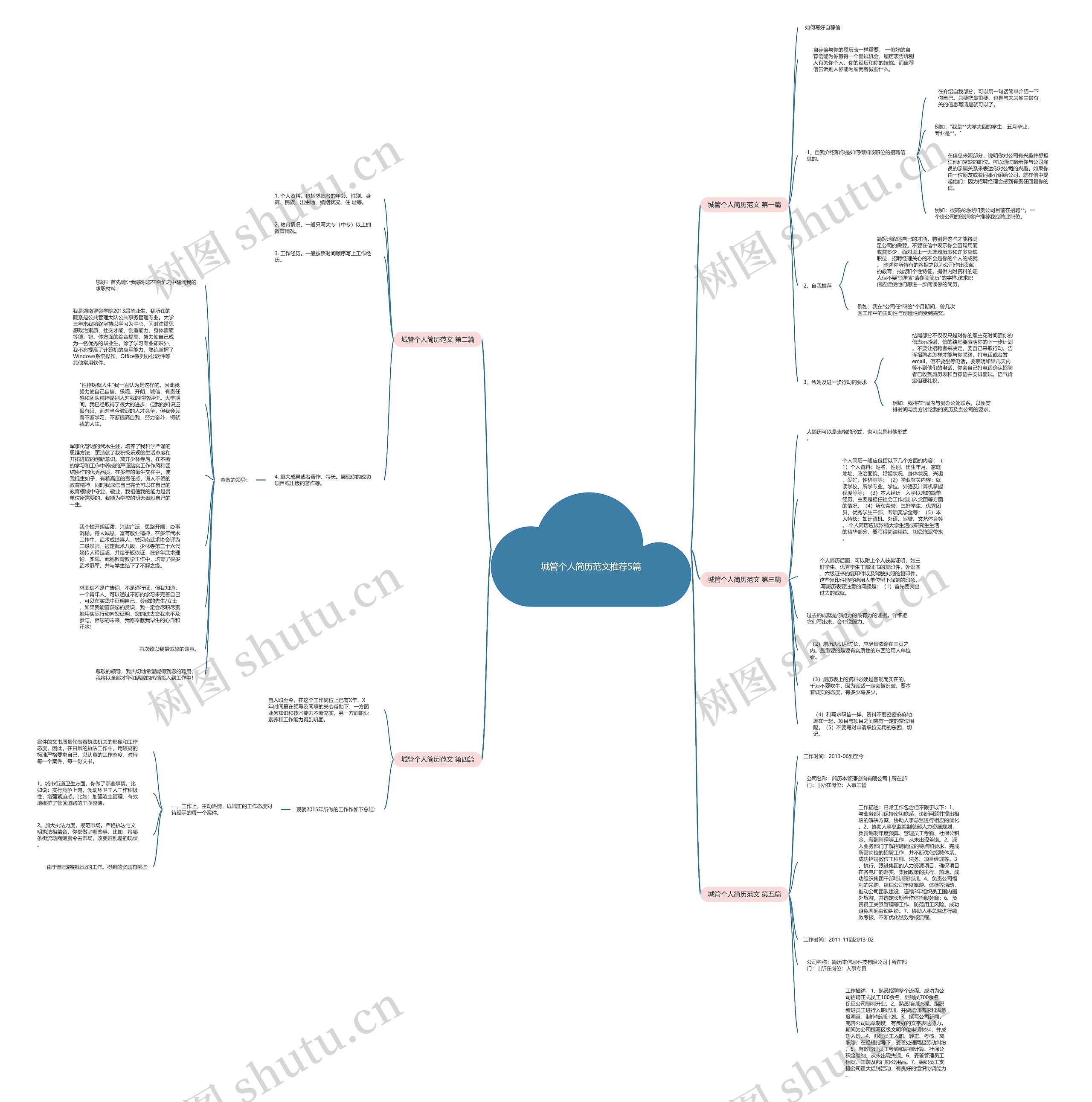 城管个人简历范文推荐5篇思维导图