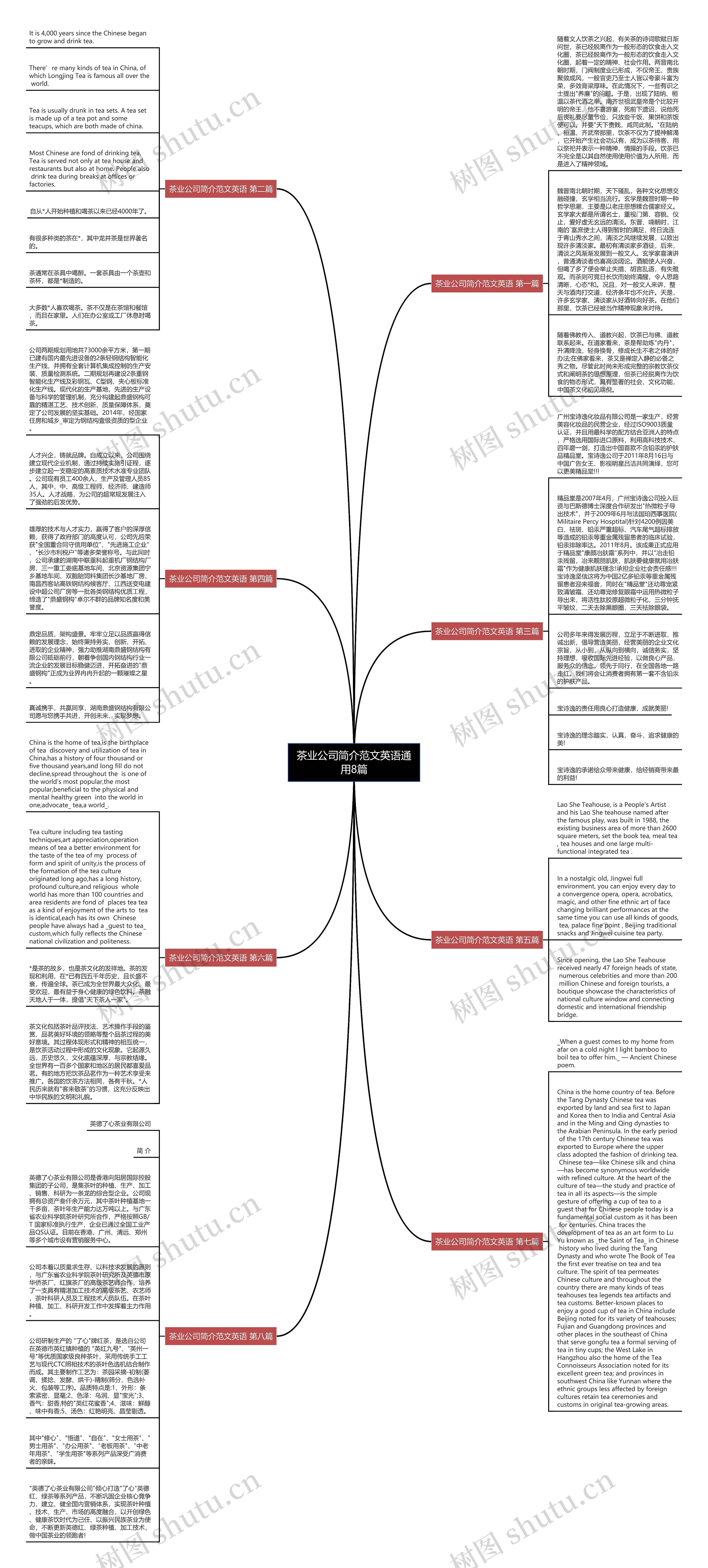 茶业公司简介范文英语通用8篇思维导图
