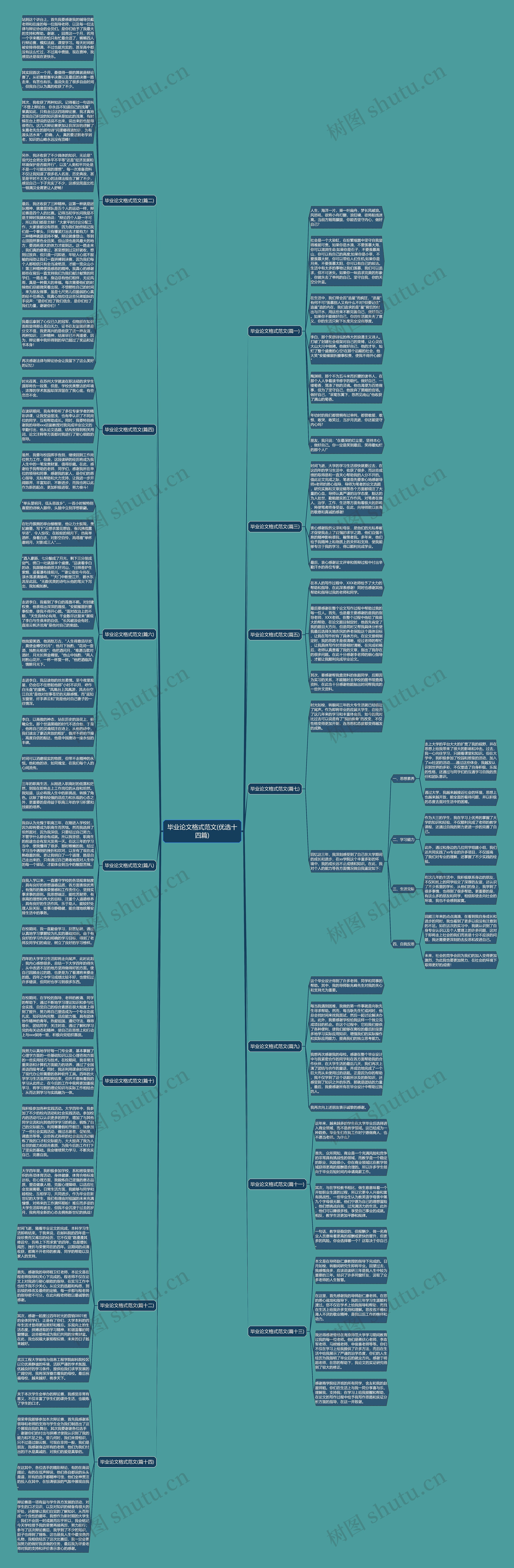 毕业论文格式范文(优选十四篇)思维导图