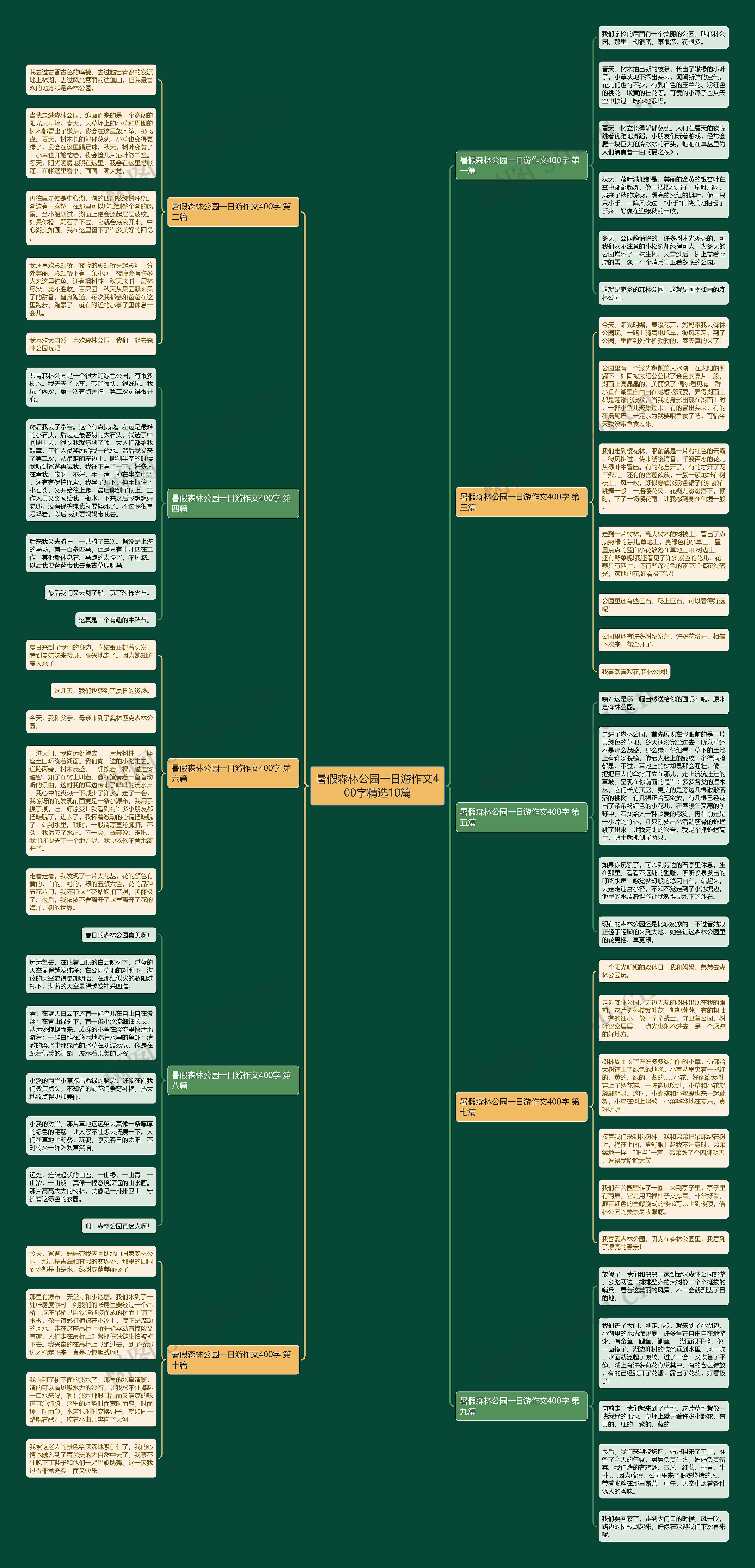 暑假森林公园一日游作文400字精选10篇思维导图