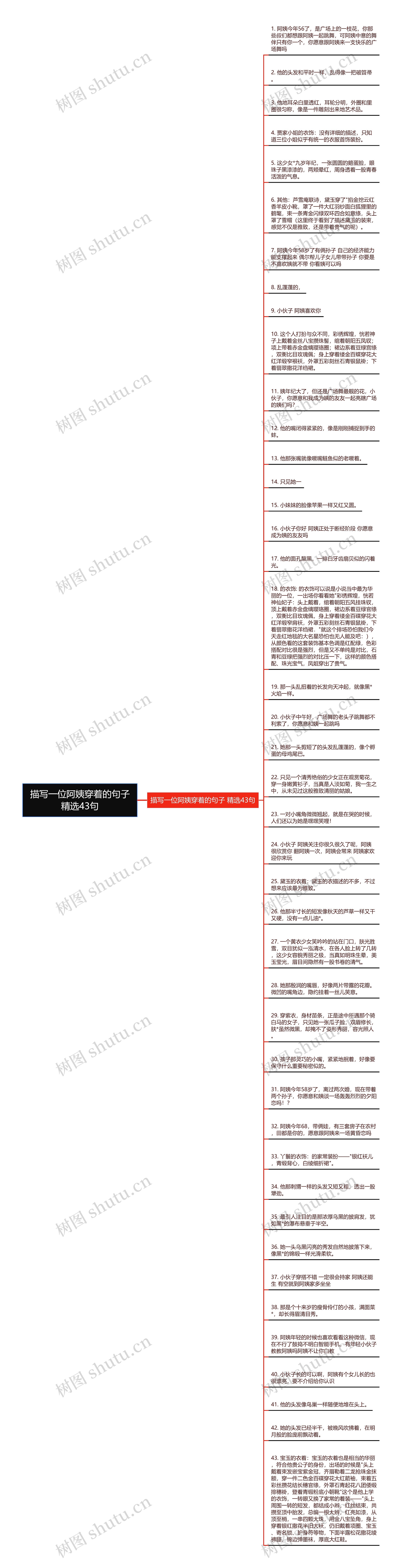 描写一位阿姨穿着的句子精选43句思维导图