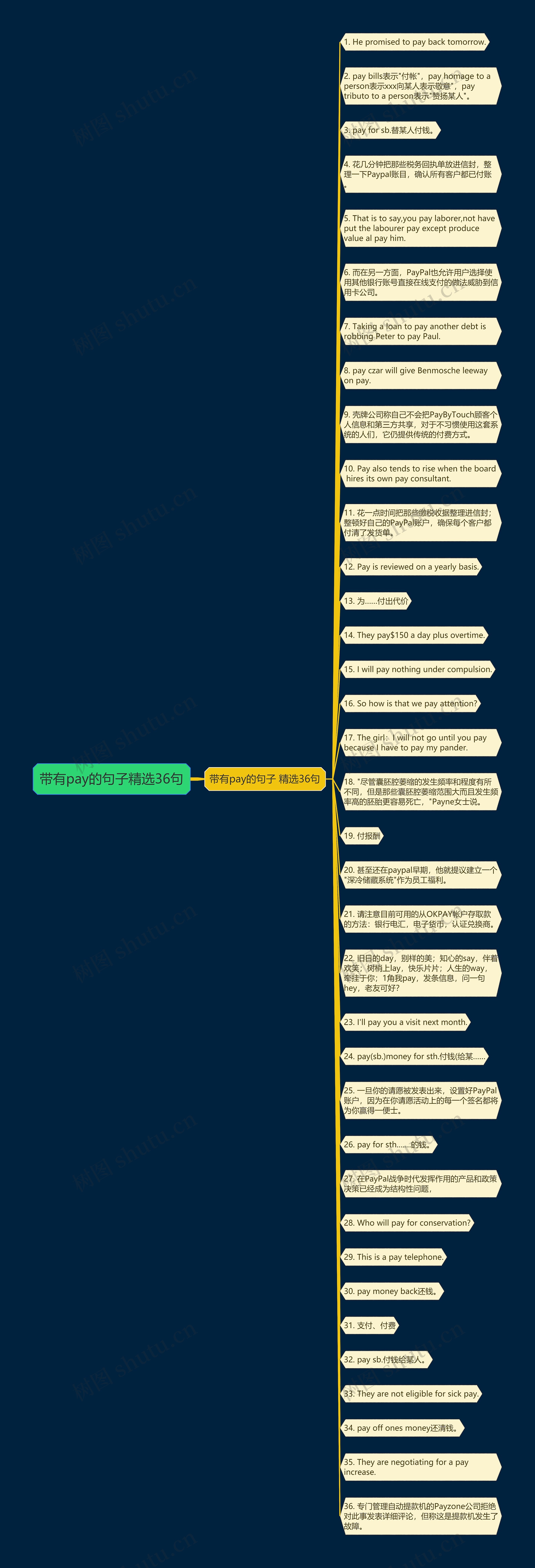 带有pay的句子精选36句思维导图