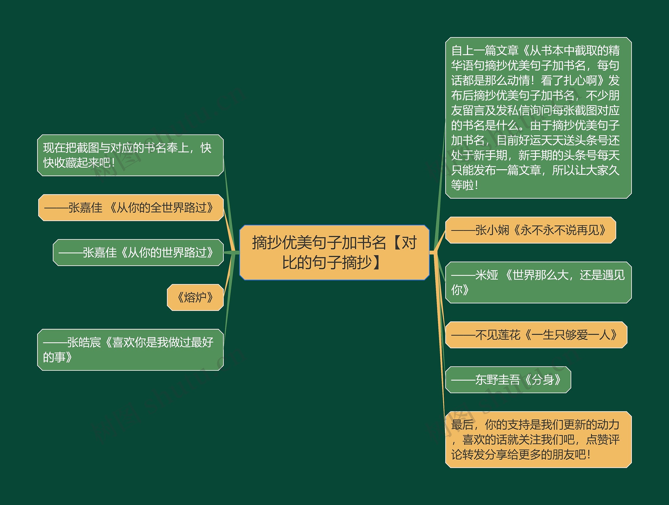 摘抄优美句子加书名【对比的句子摘抄】思维导图