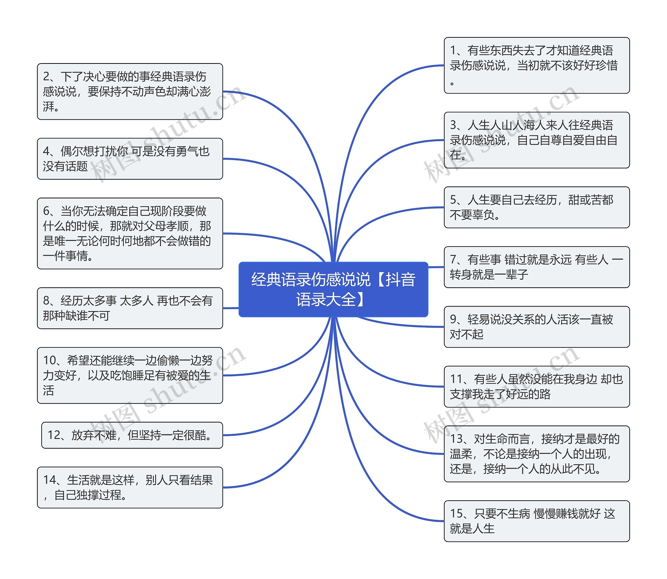 经典语录伤感说说【抖音语录大全】思维导图