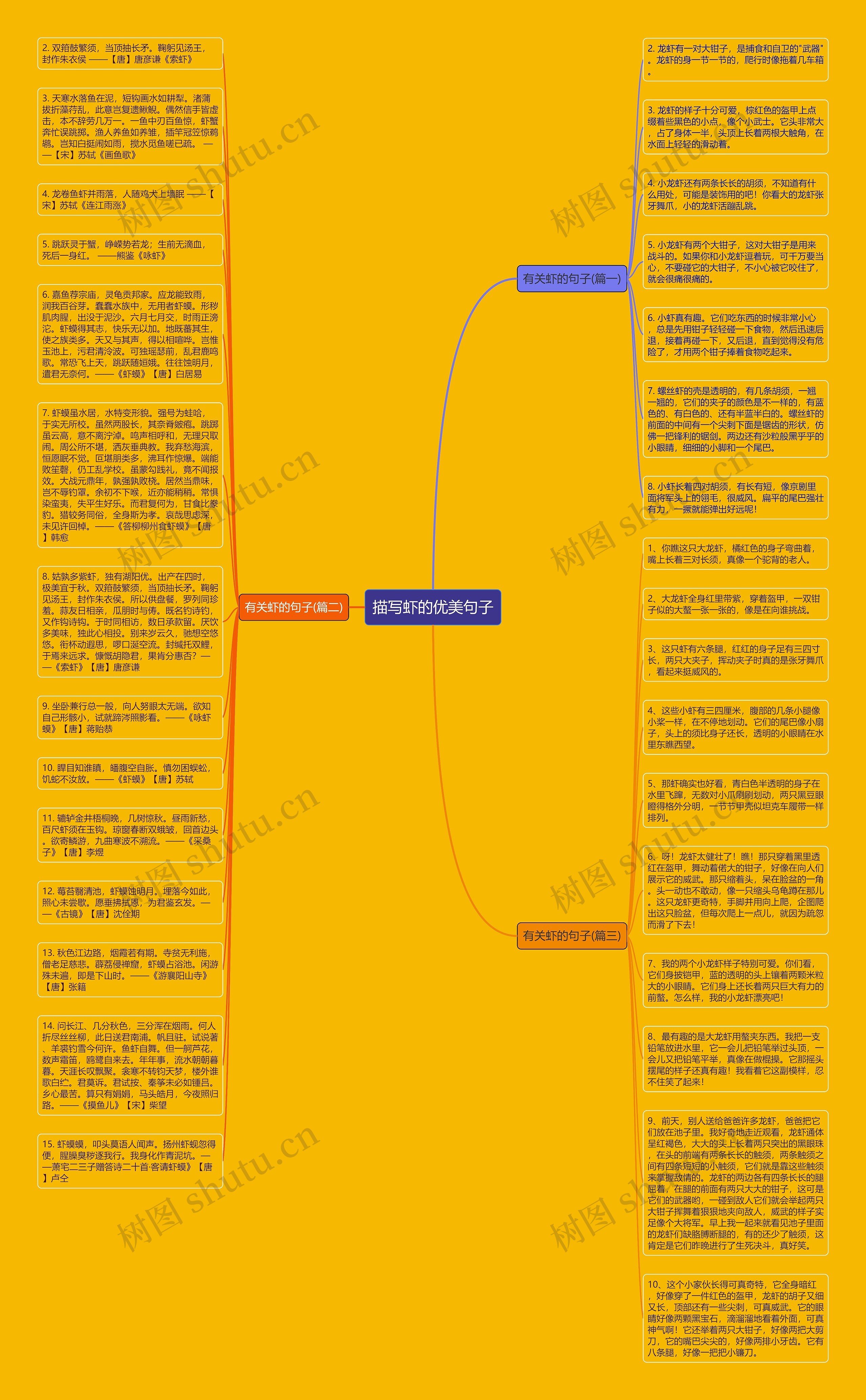 描写虾的优美句子思维导图