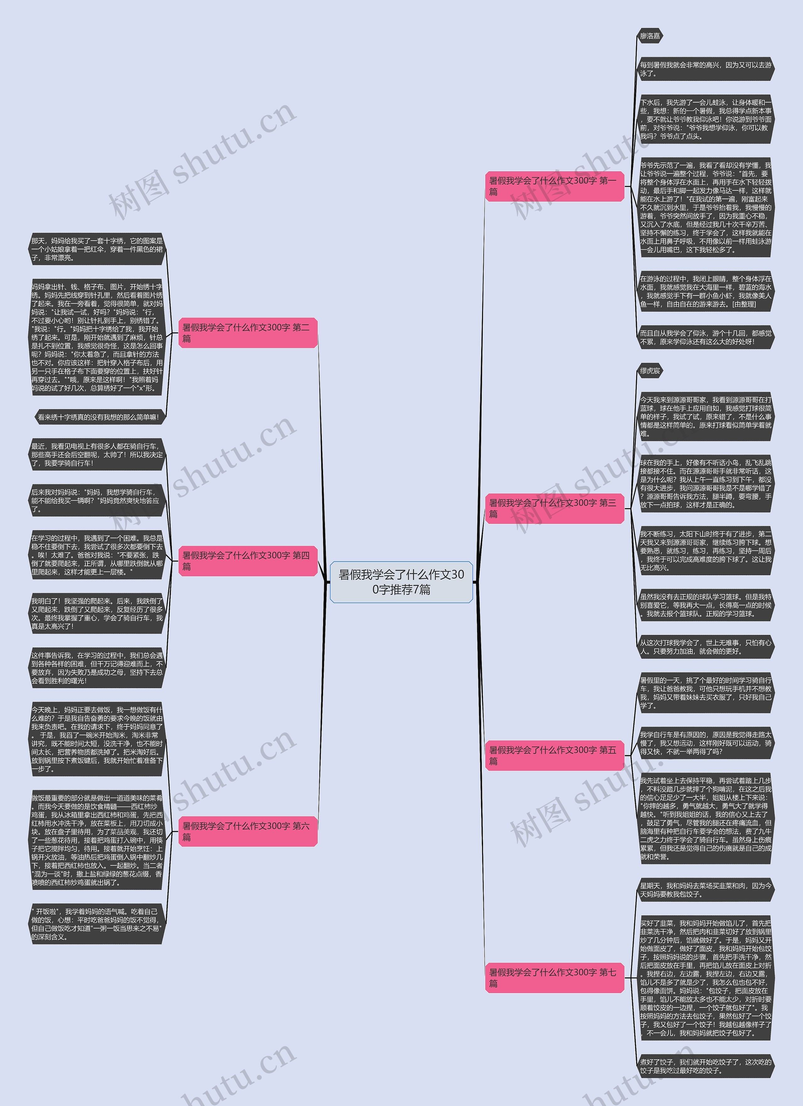 暑假我学会了什么作文300字推荐7篇思维导图
