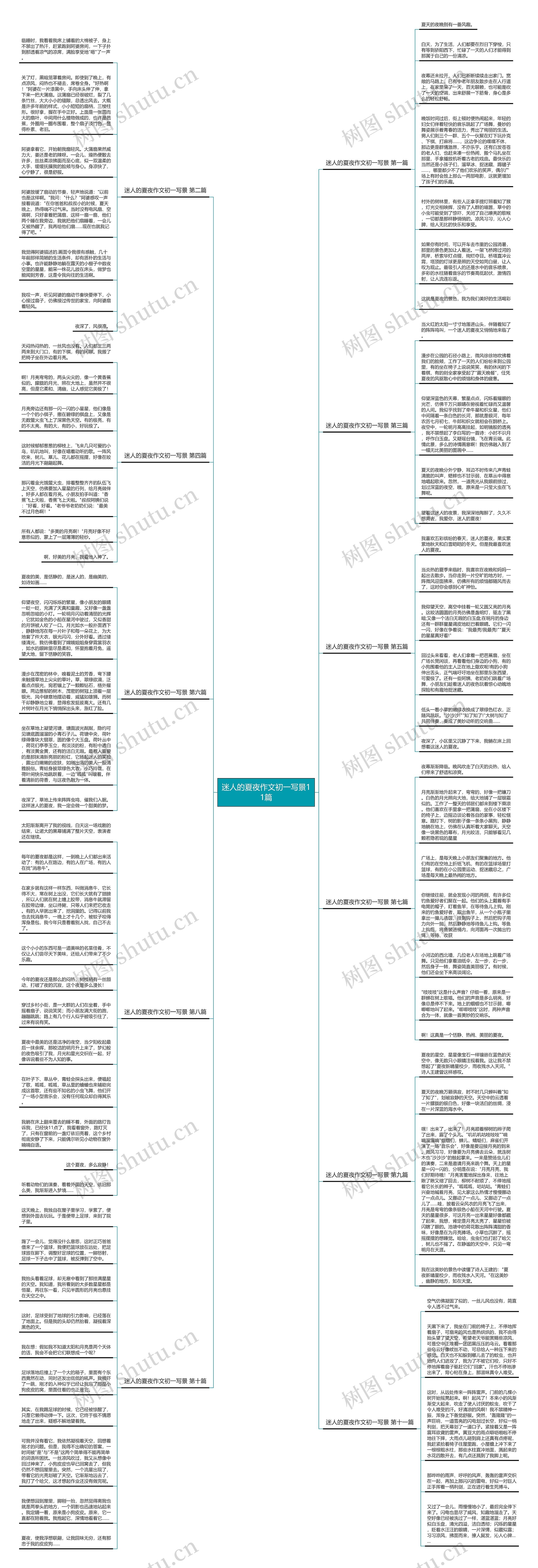 迷人的夏夜作文初一写景11篇思维导图