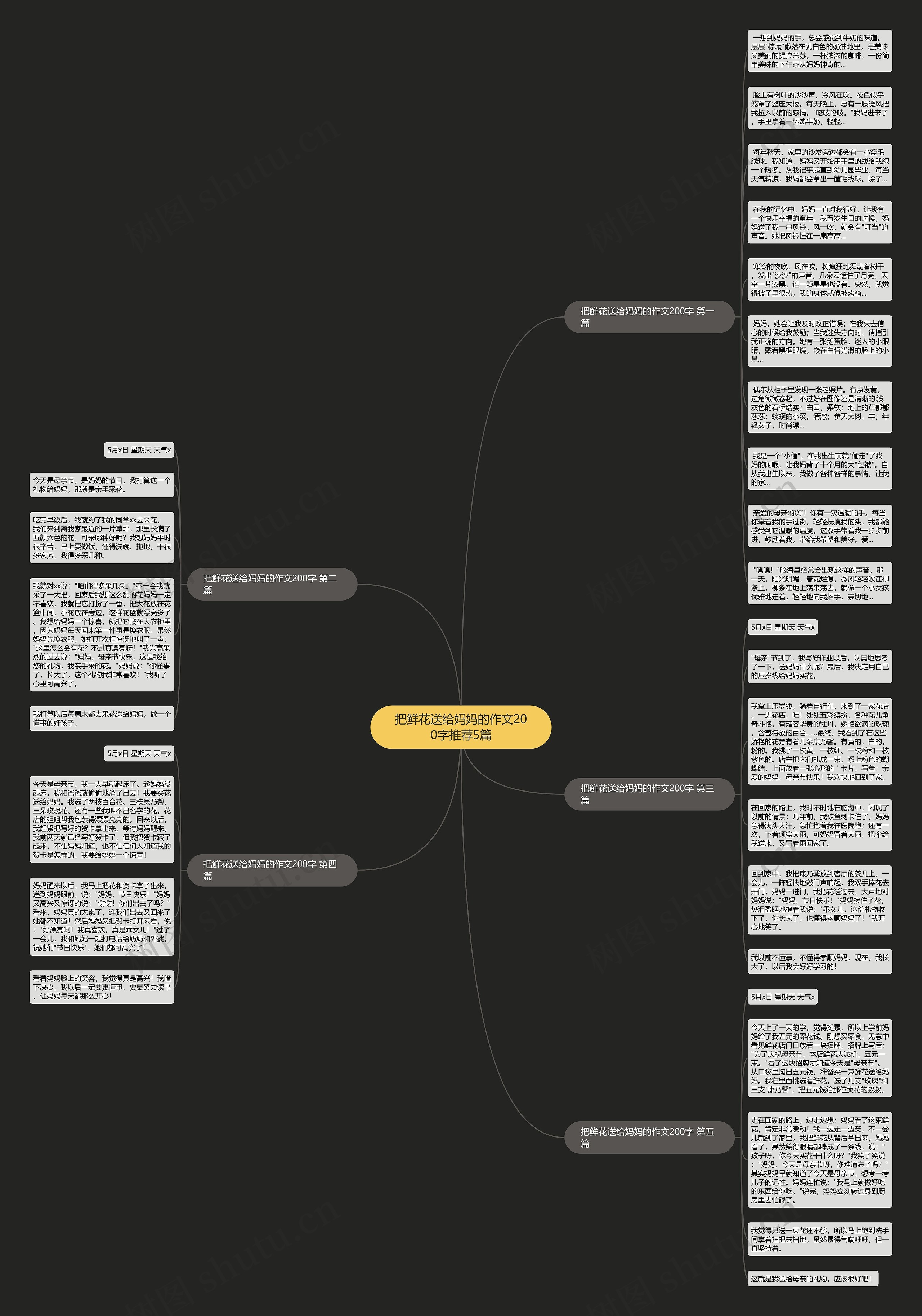 把鲜花送给妈妈的作文200字推荐5篇思维导图