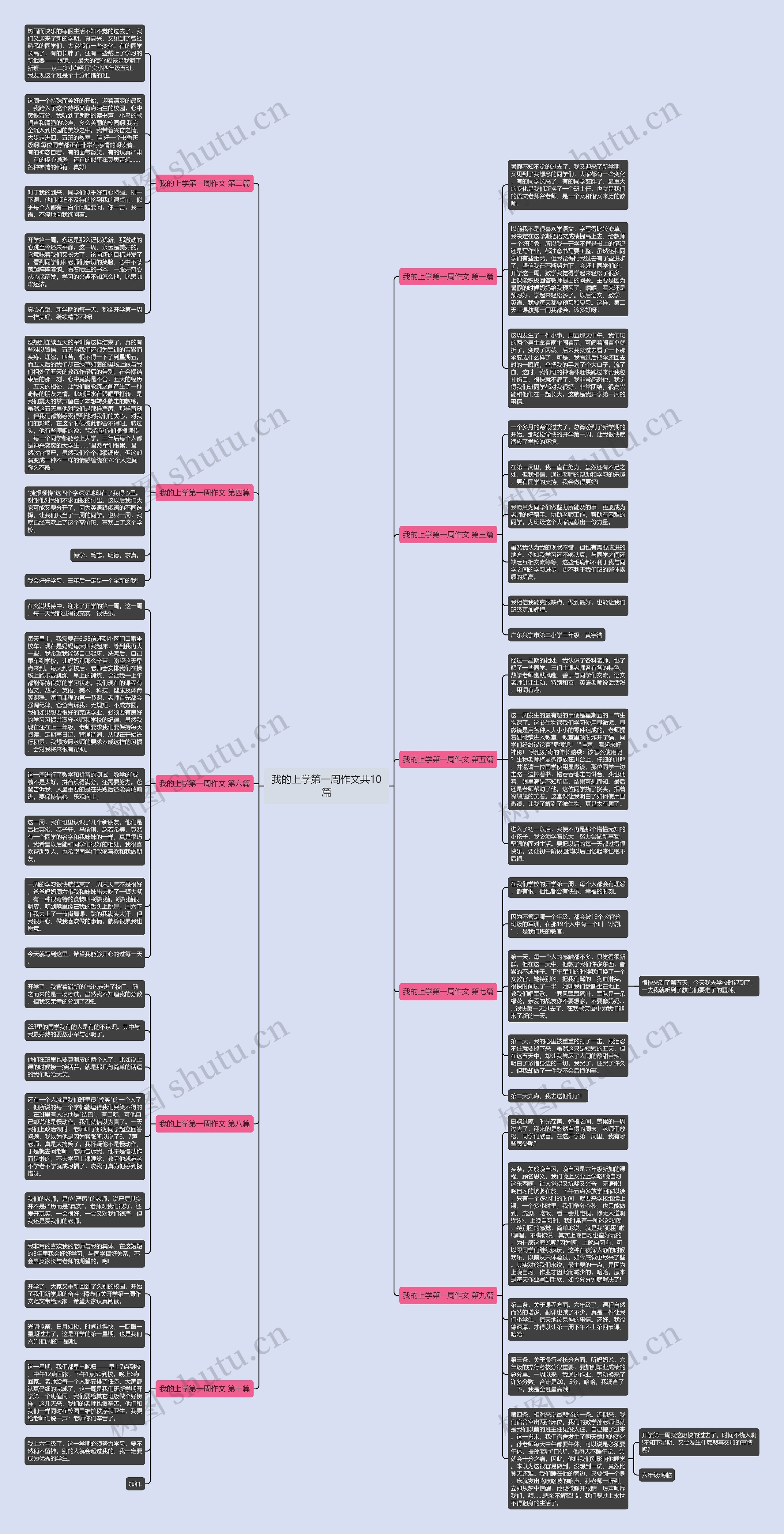 我的上学第一周作文共10篇思维导图