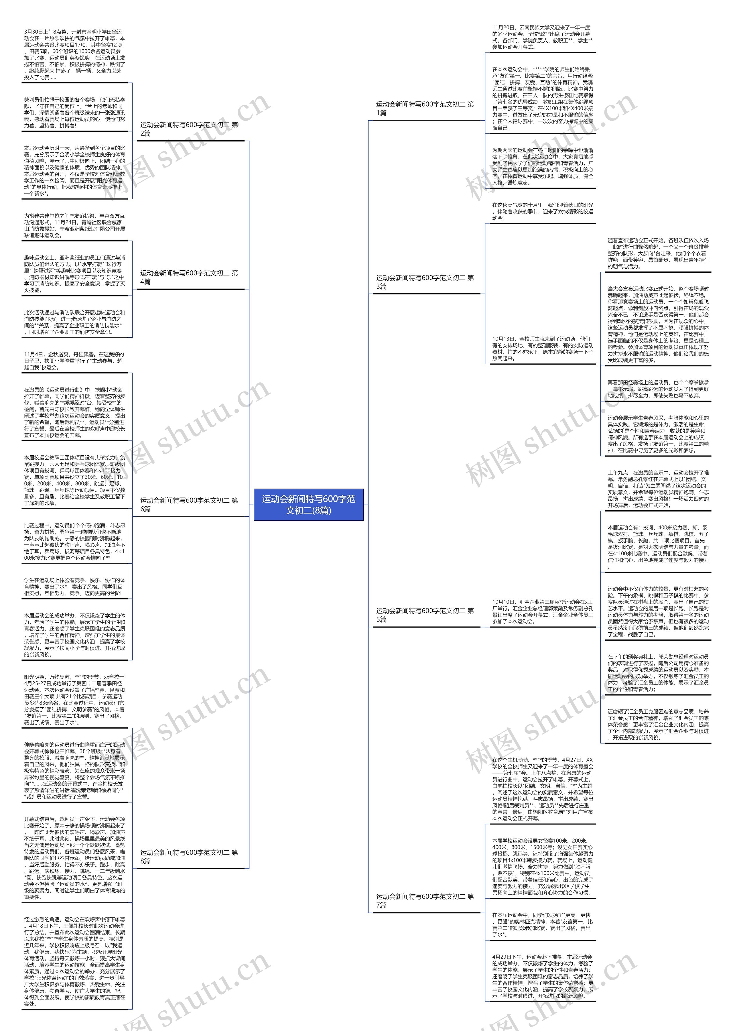 运动会新闻特写600字范文初二(8篇)思维导图