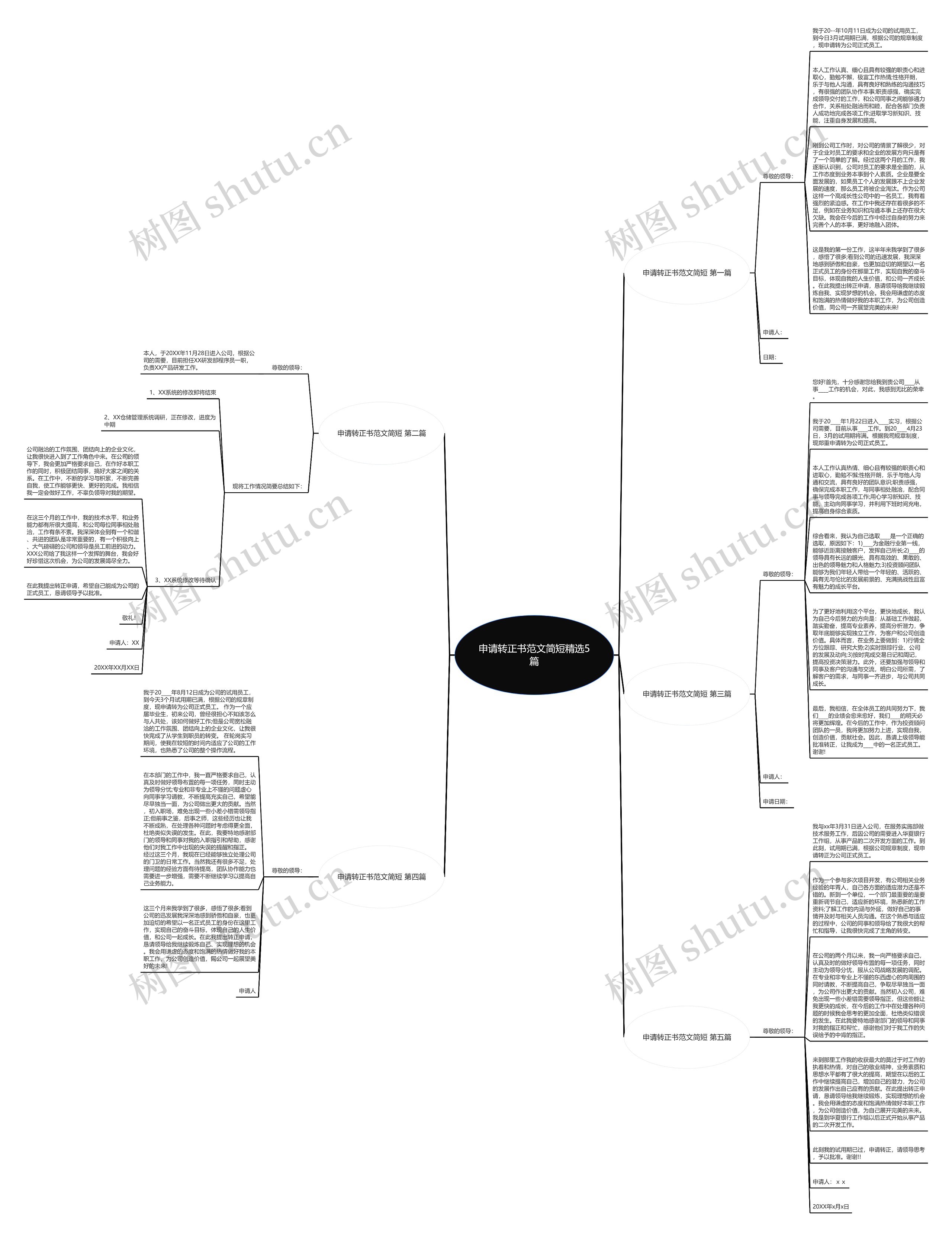 申请转正书范文简短精选5篇思维导图