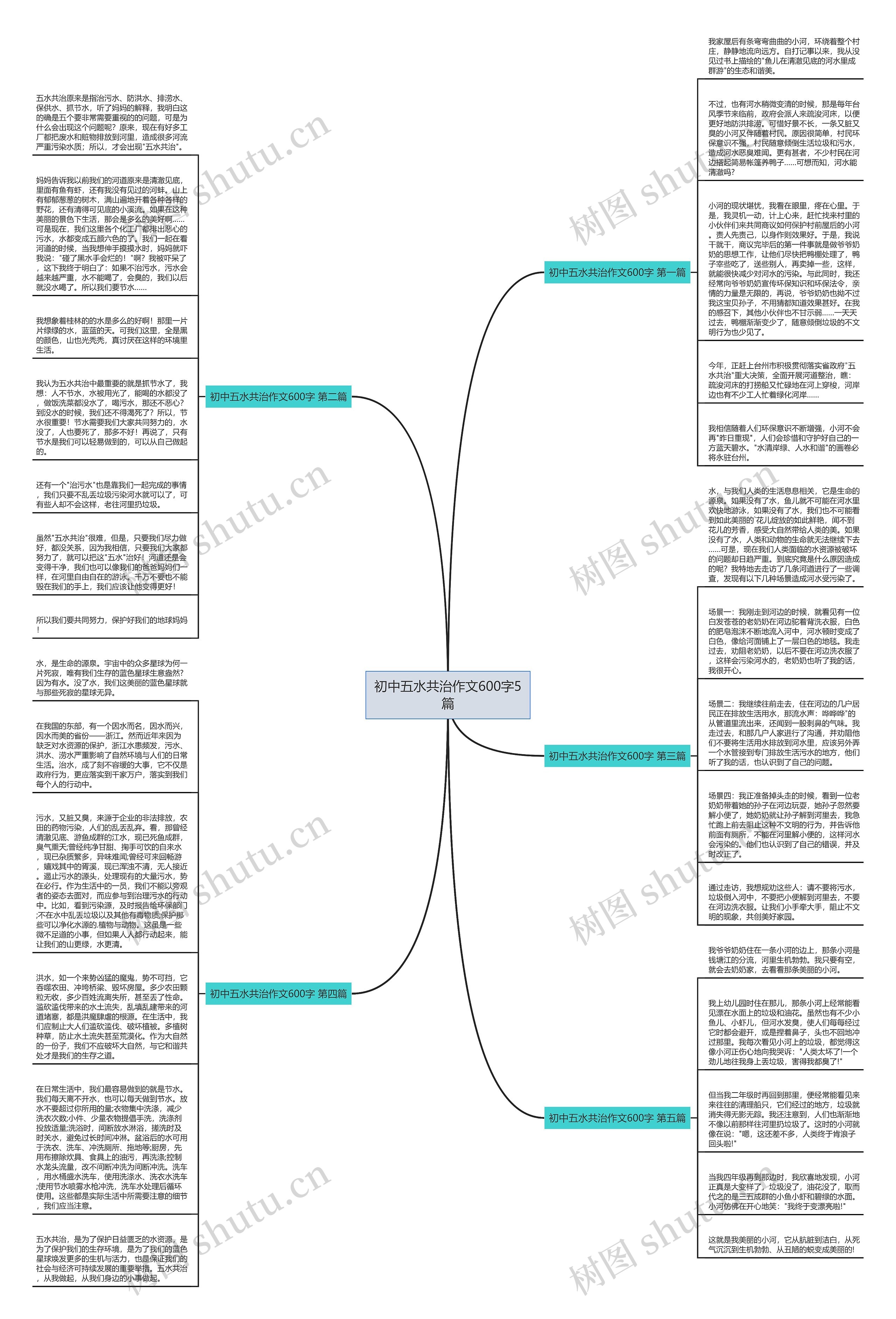 初中五水共治作文600字5篇思维导图