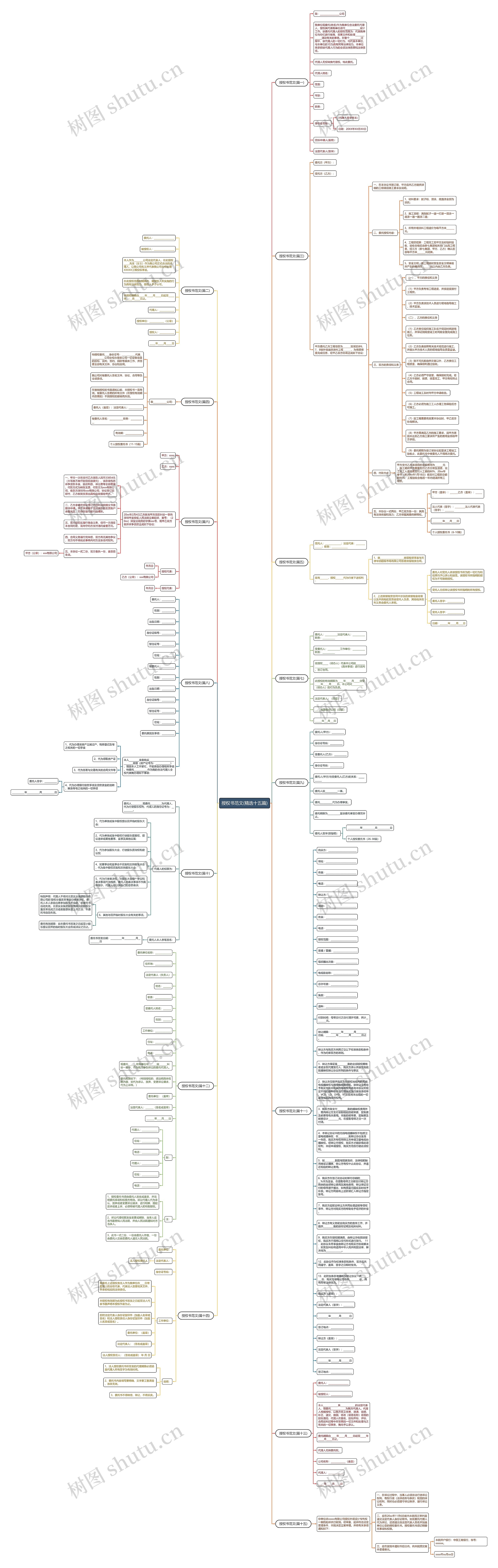 授权书范文(精选十五篇)思维导图