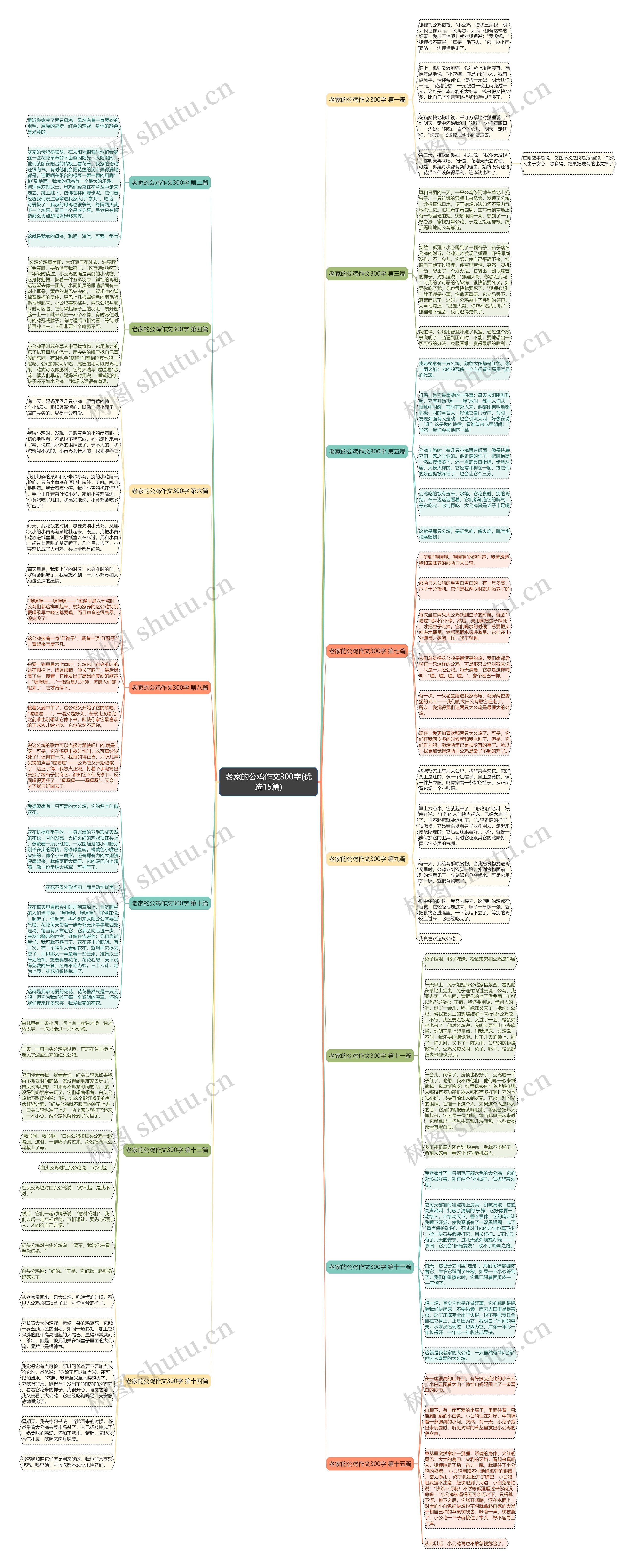 老家的公鸡作文300字(优选15篇)思维导图