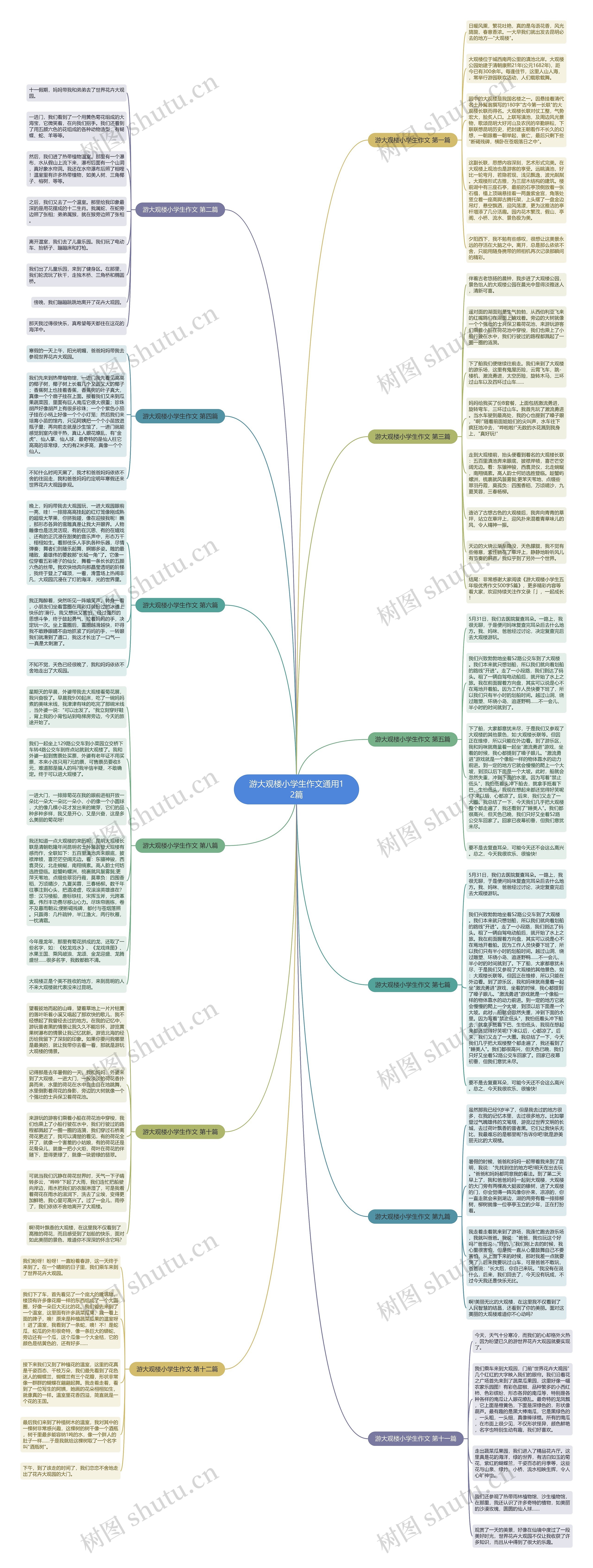 游大观楼小学生作文通用12篇思维导图