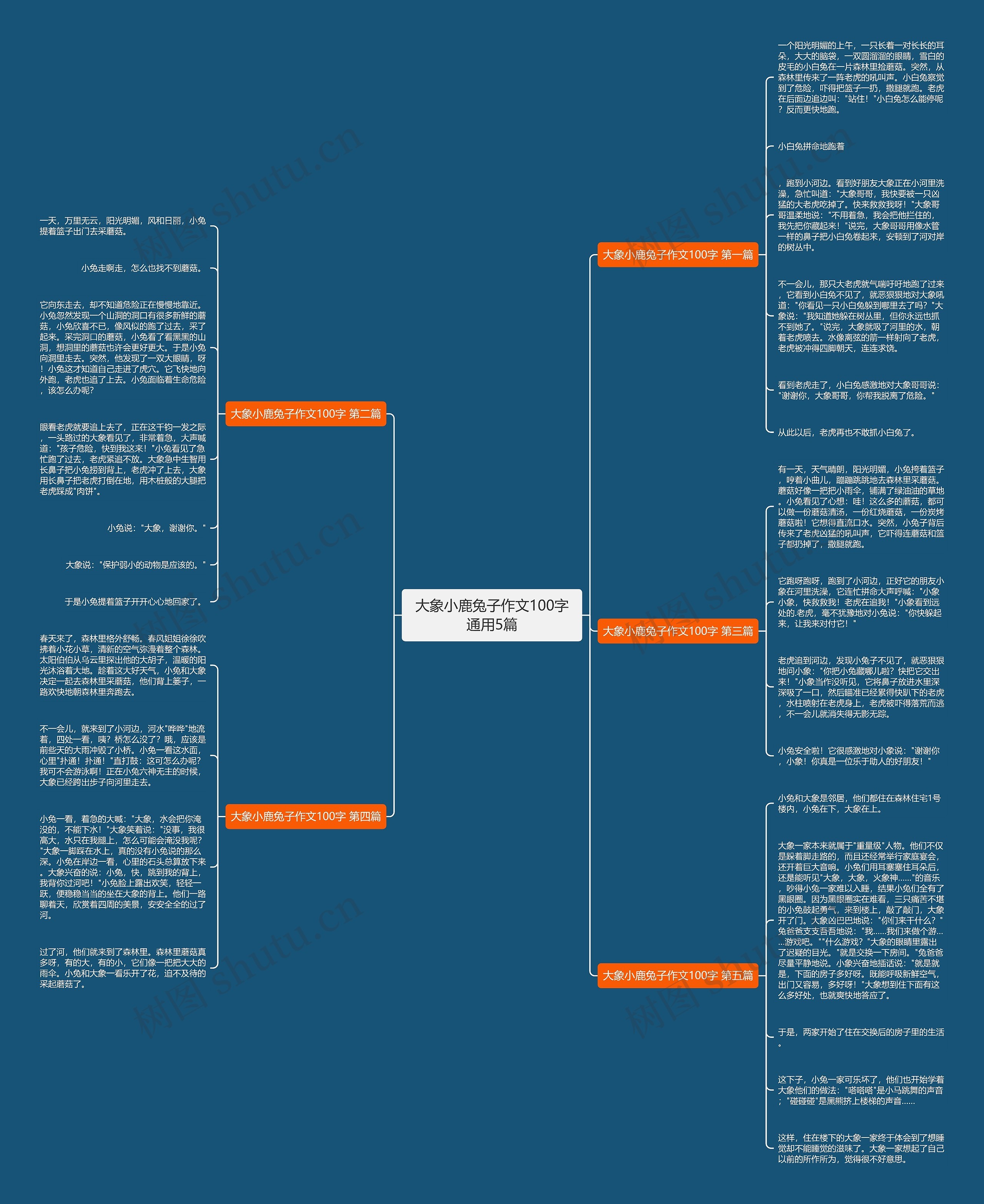 大象小鹿兔子作文100字通用5篇思维导图