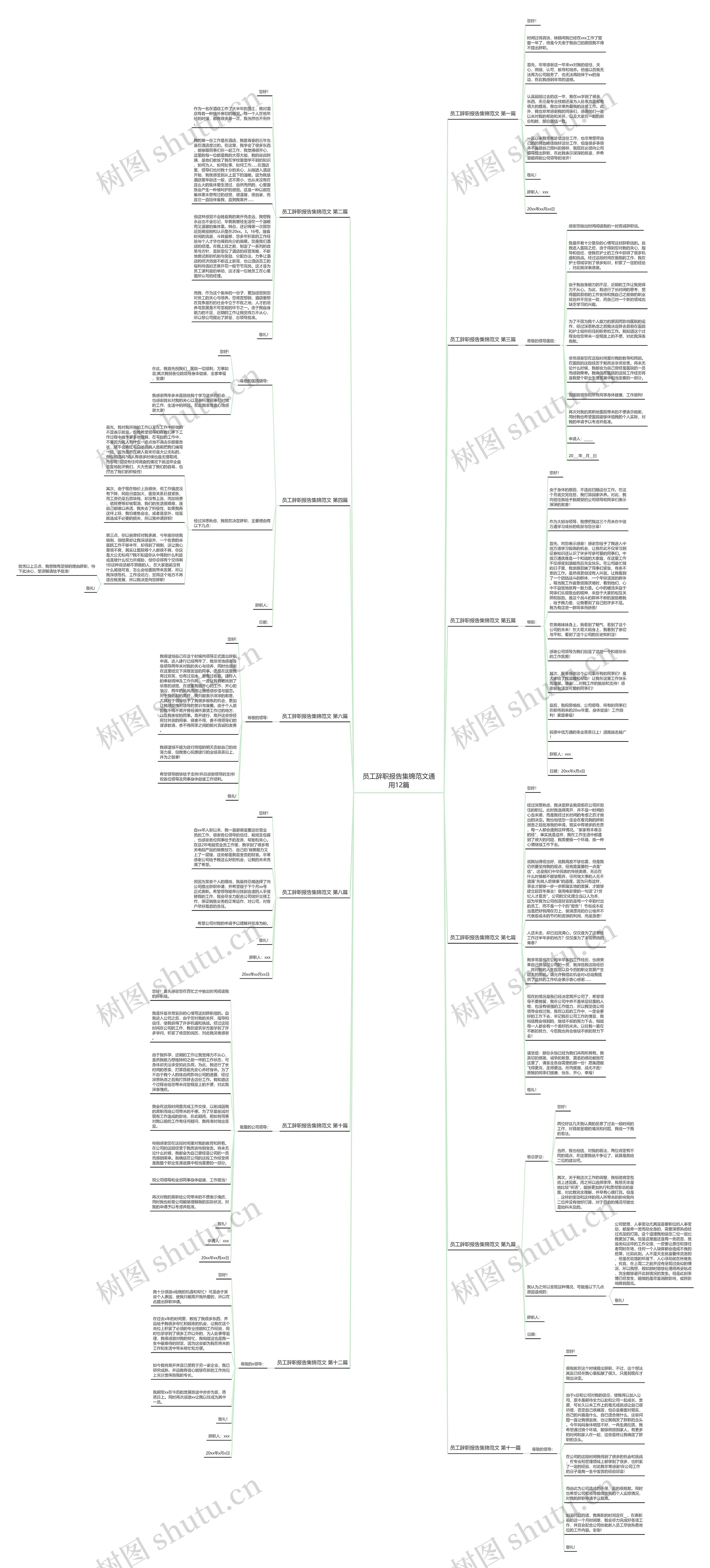 员工辞职报告集锦范文通用12篇思维导图