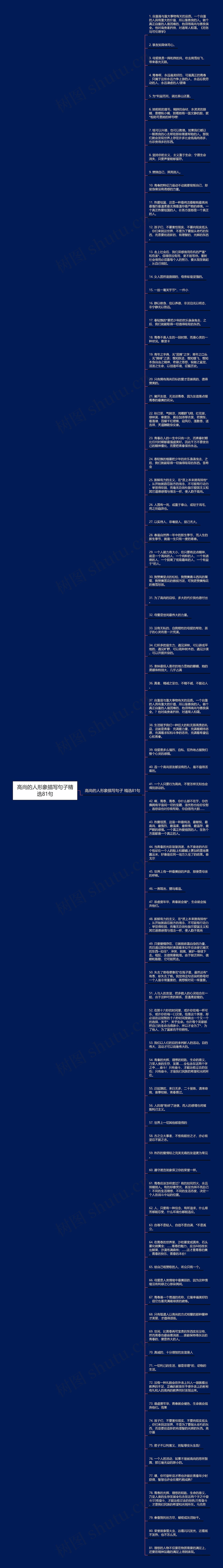 高尚的人形象描写句子精选81句
