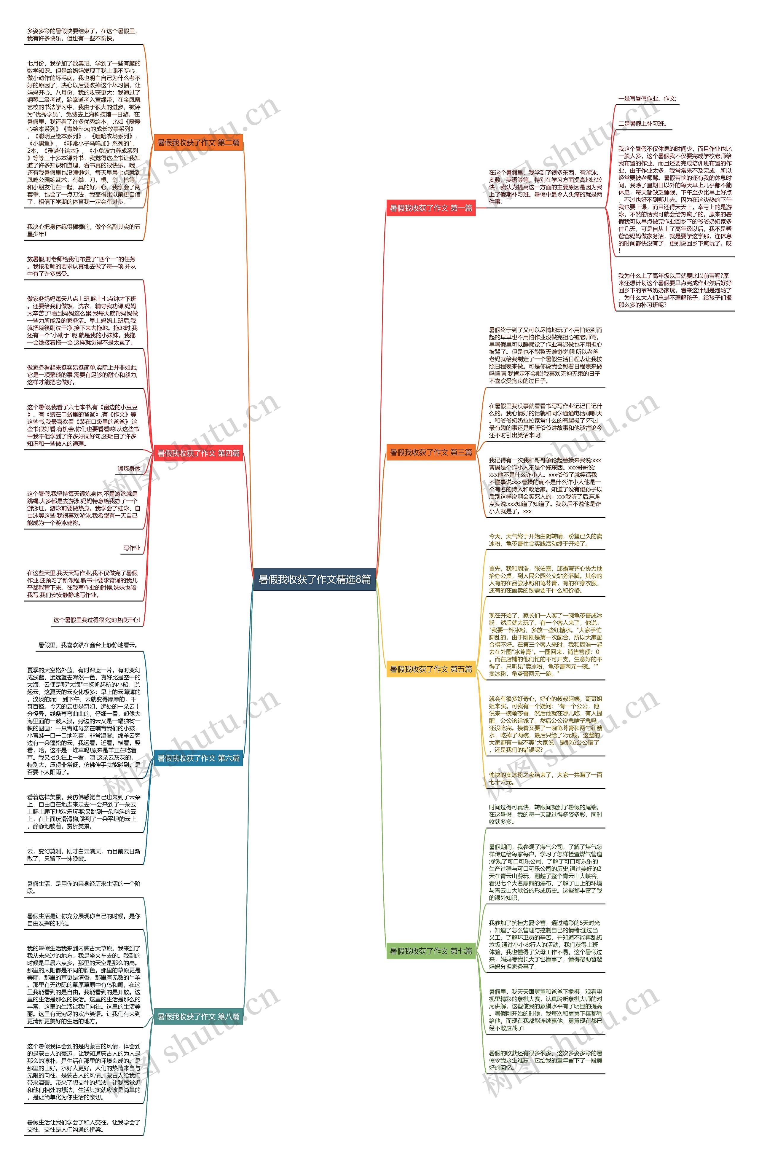 暑假我收获了作文精选8篇思维导图