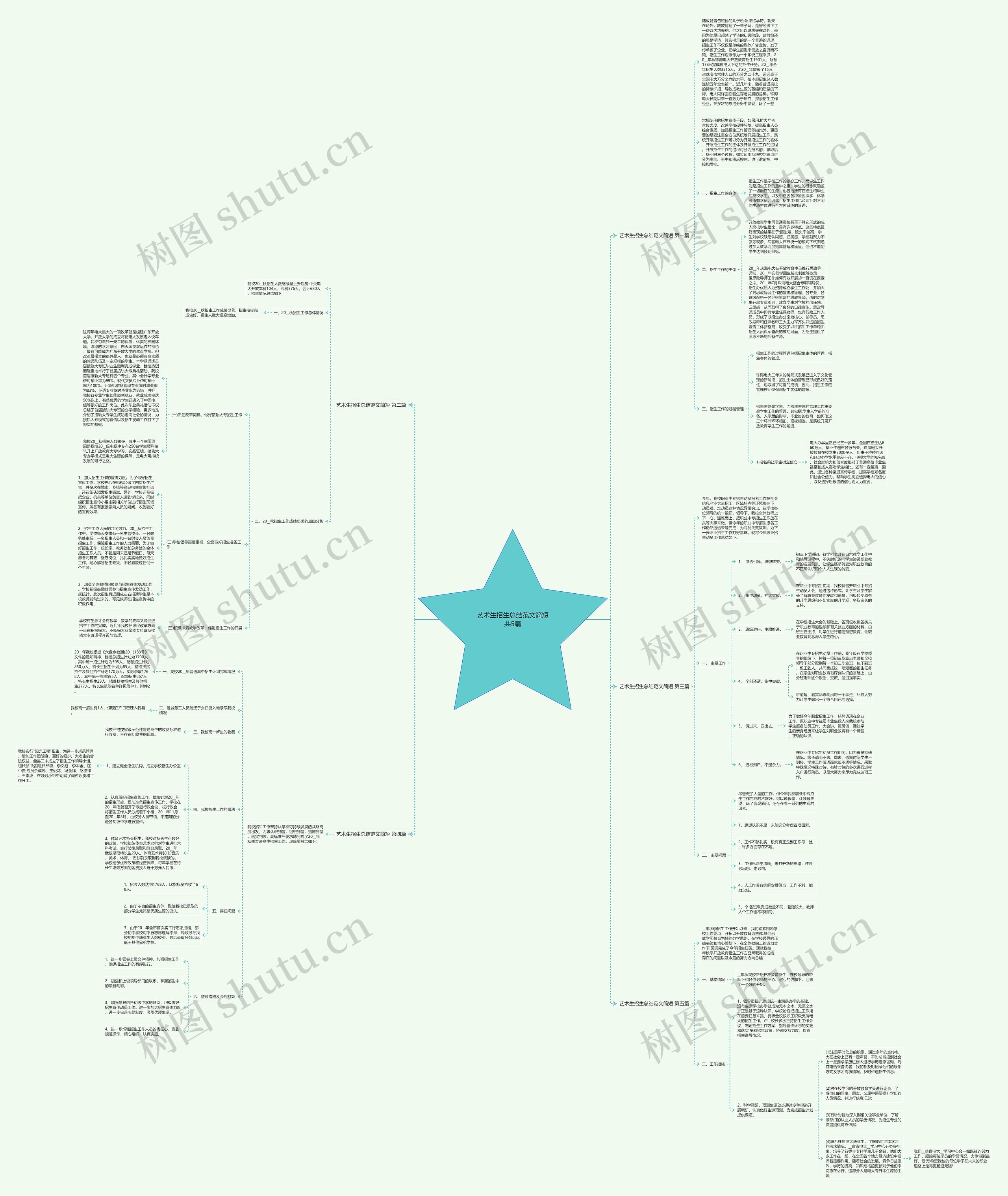 艺术生招生总结范文简短共5篇思维导图