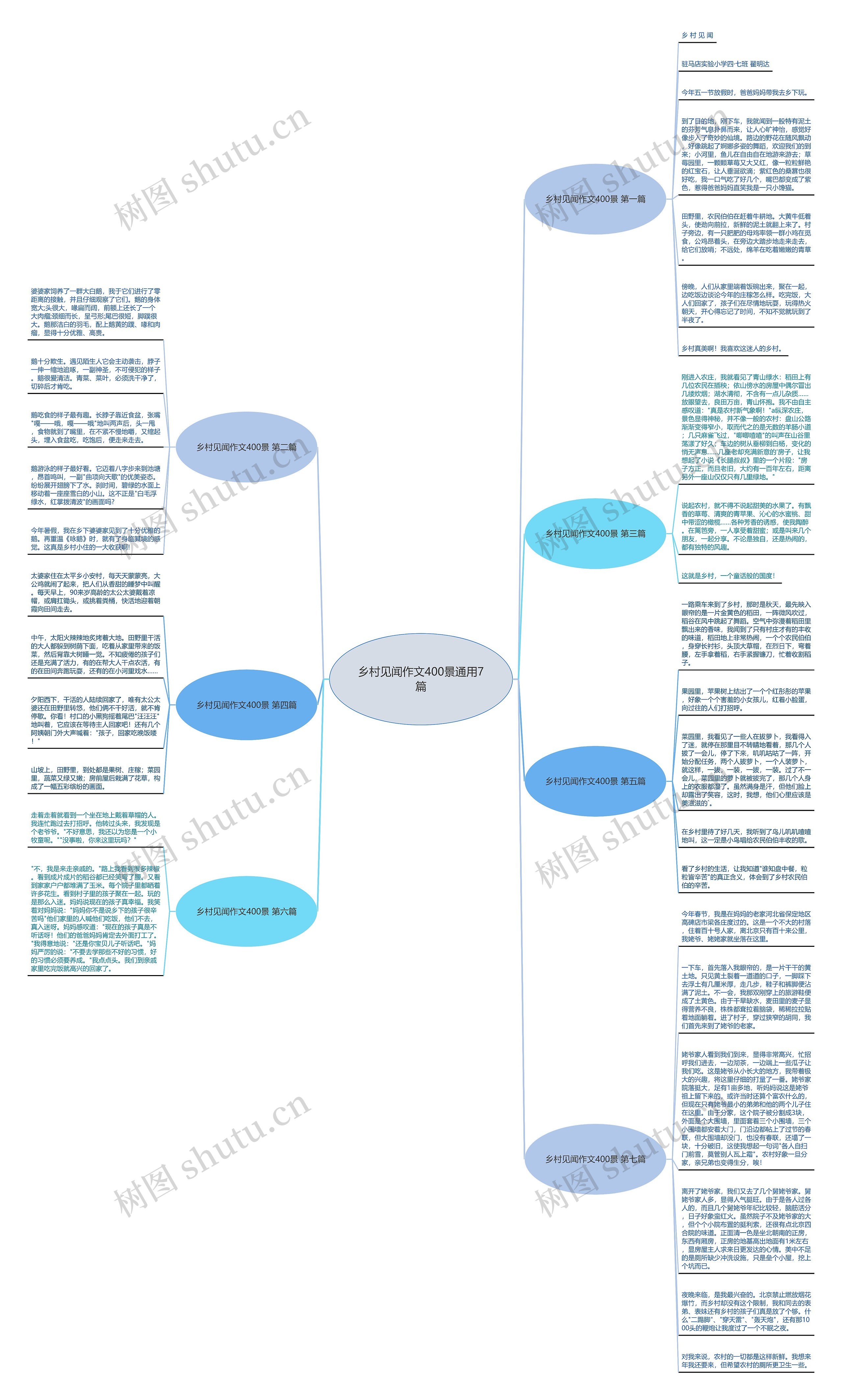乡村见闻作文400景通用7篇思维导图