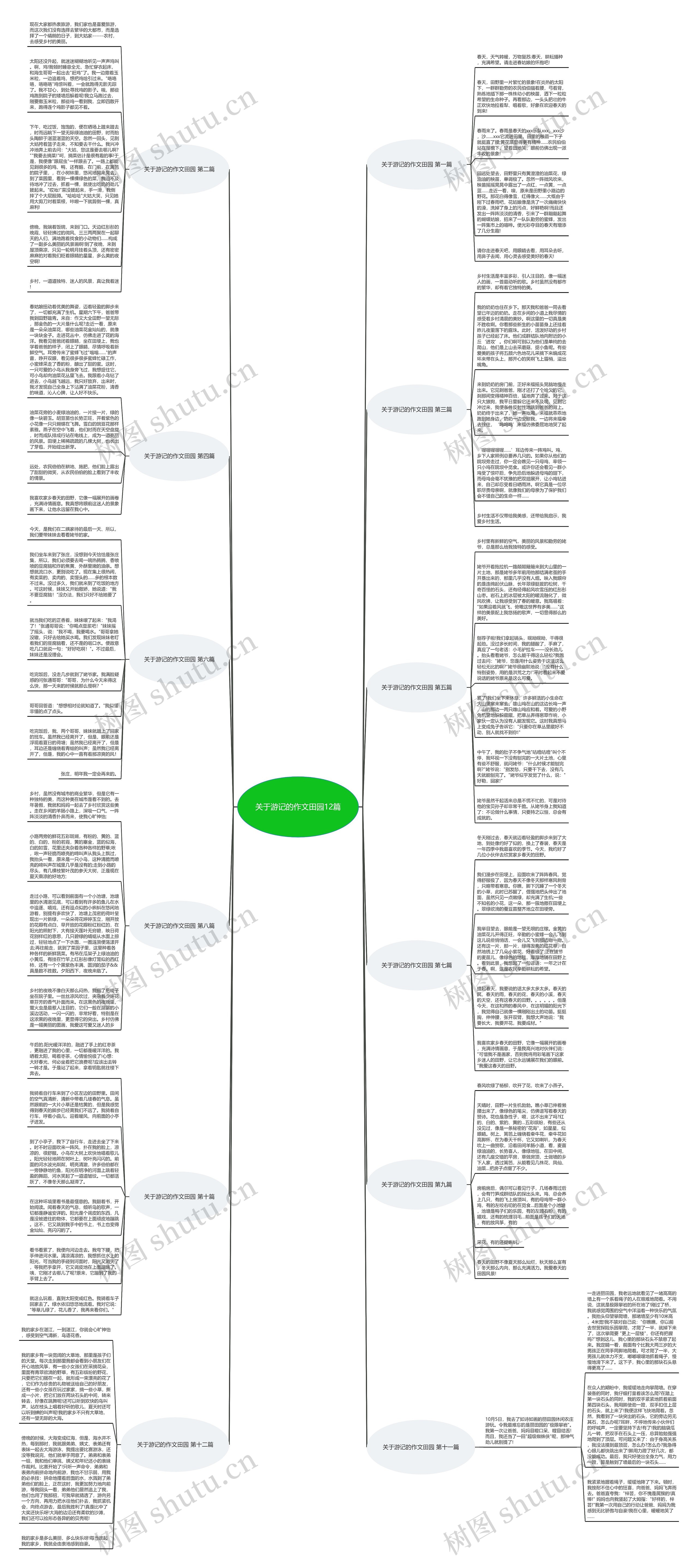 关于游记的作文田园12篇思维导图