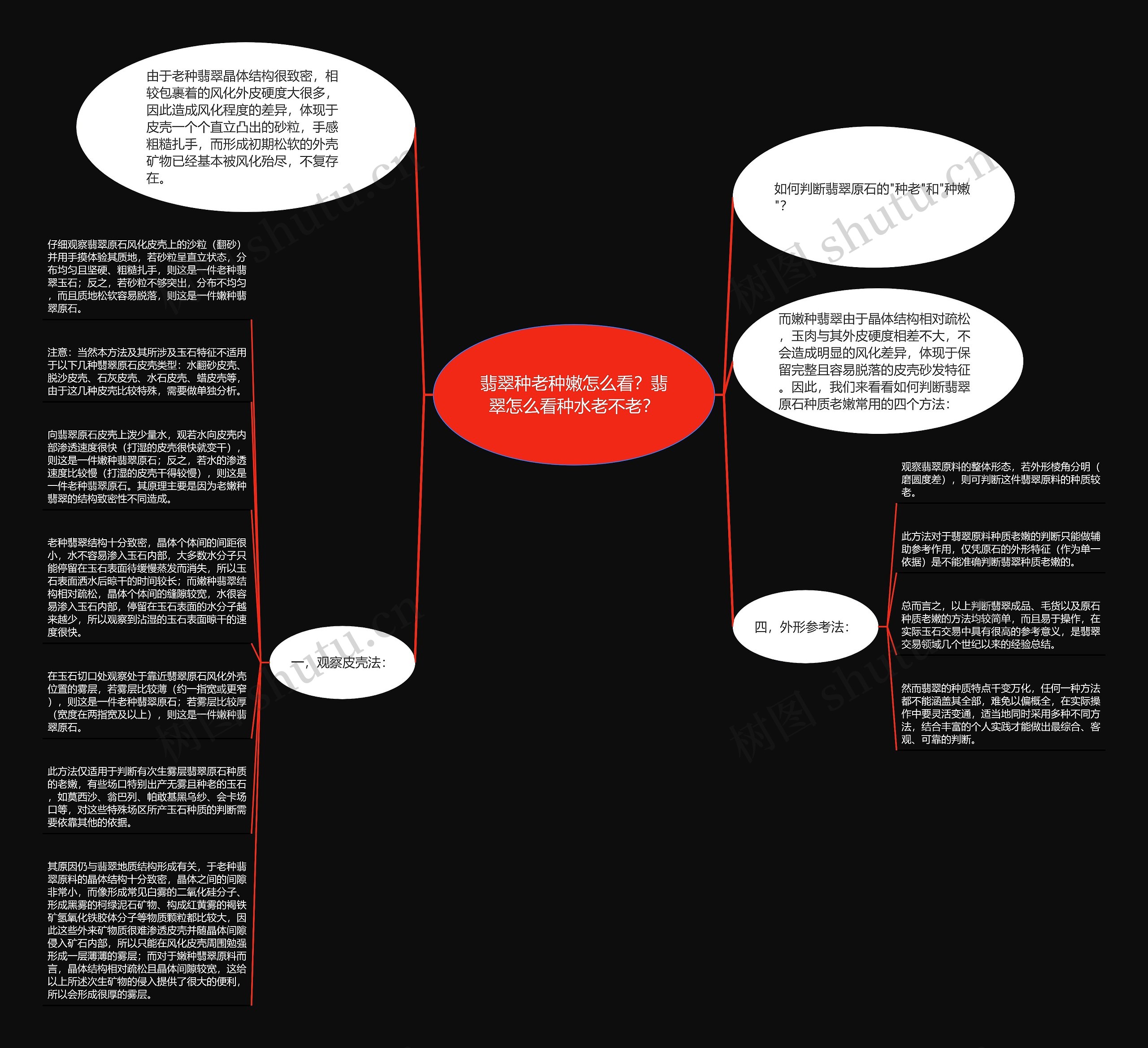 翡翠种老种嫩怎么看？翡翠怎么看种水老不老？思维导图