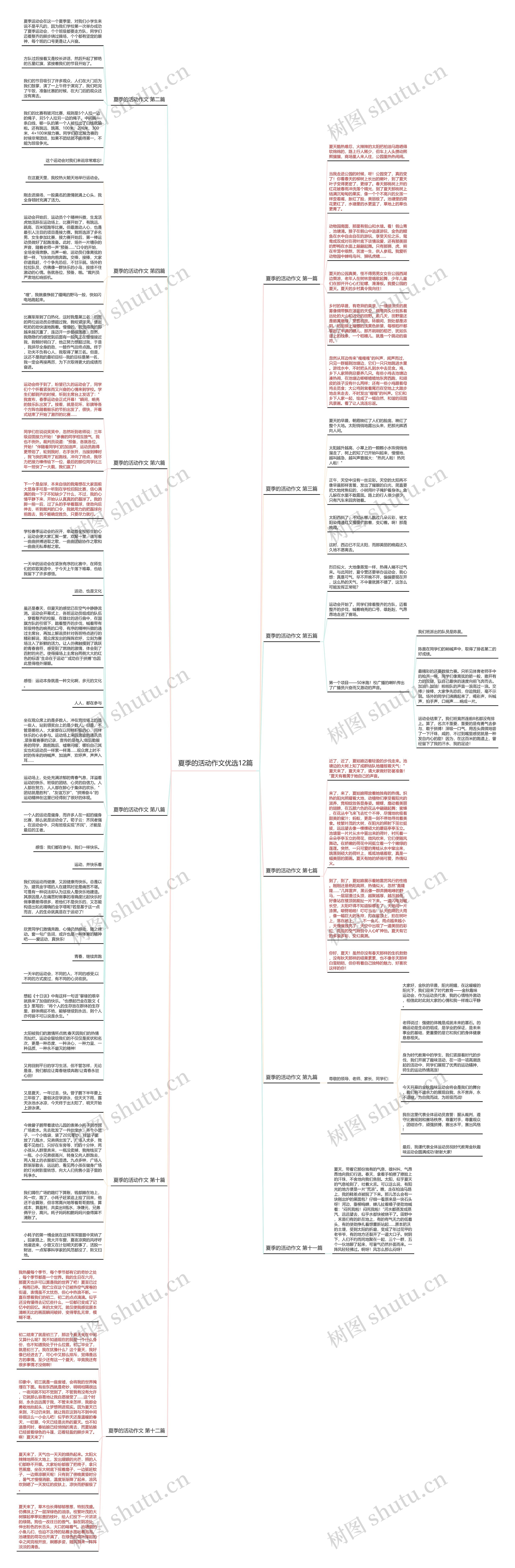 夏季的活动作文优选12篇思维导图