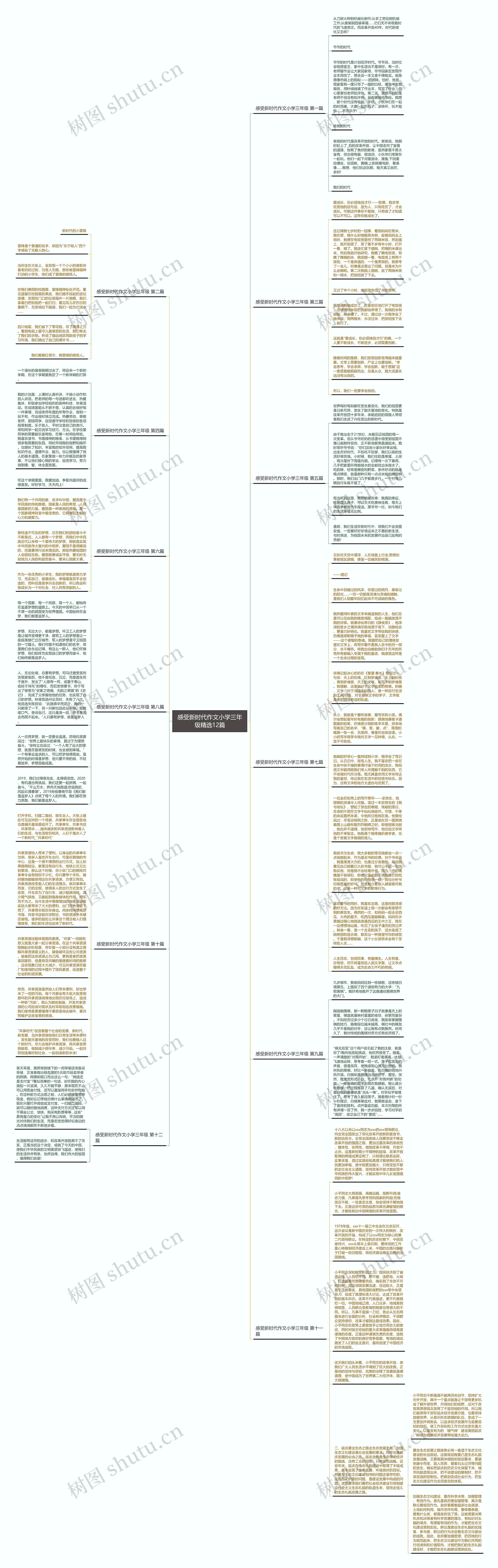 感受新时代作文小学三年级精选12篇思维导图