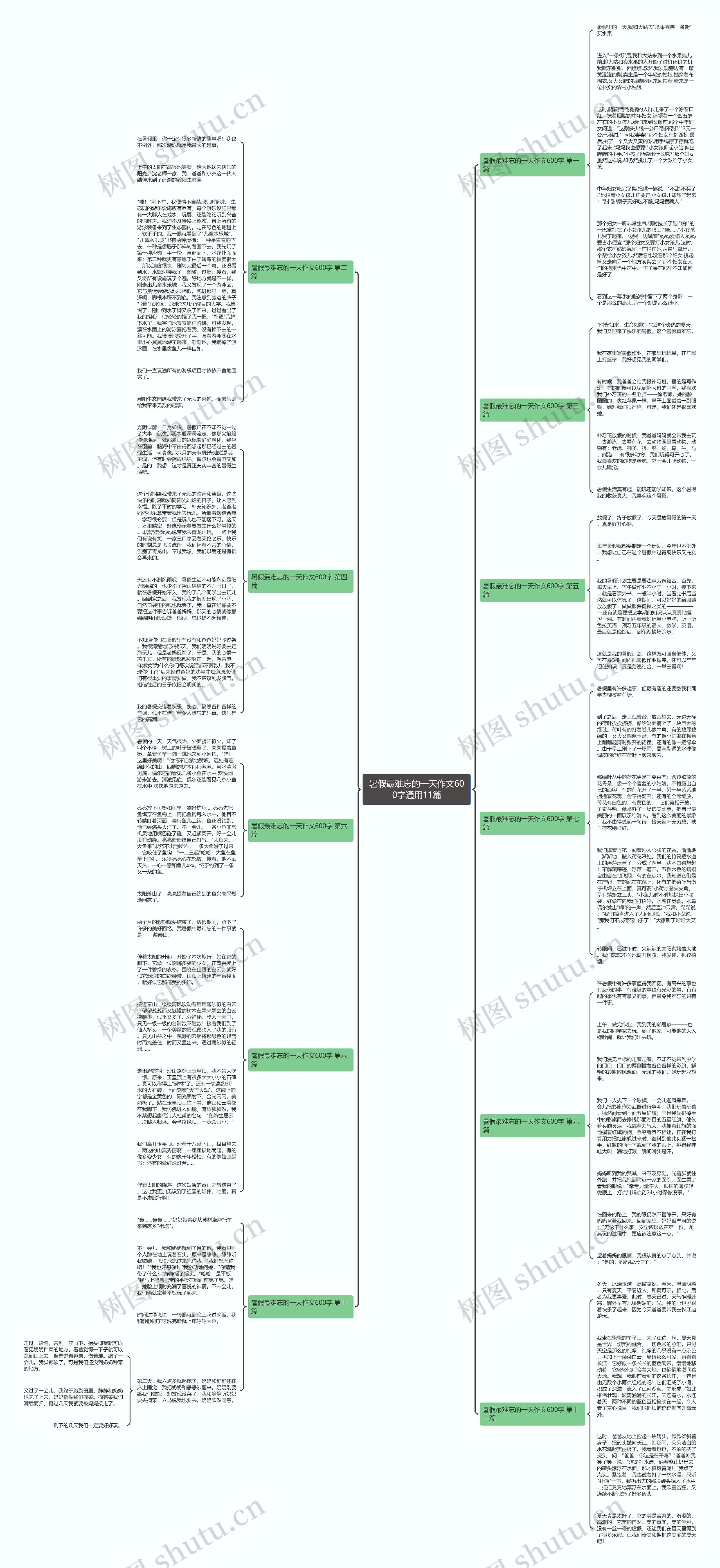 暑假最难忘的一天作文600字通用11篇思维导图