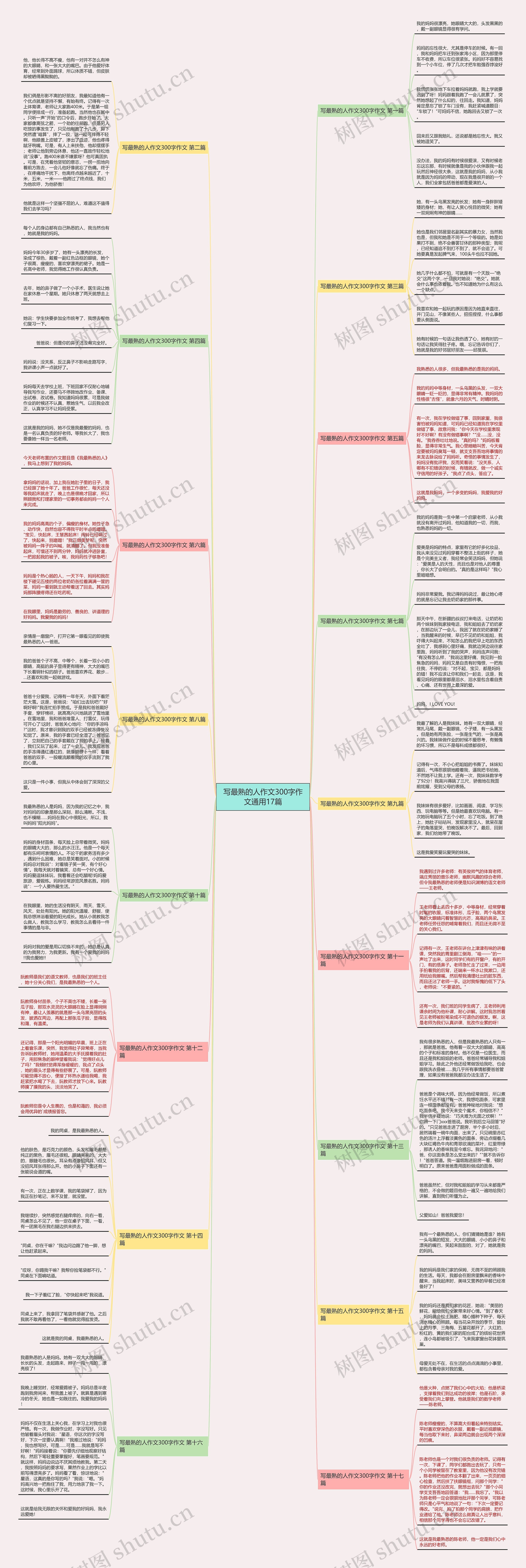 写最熟的人作文300字作文通用17篇思维导图