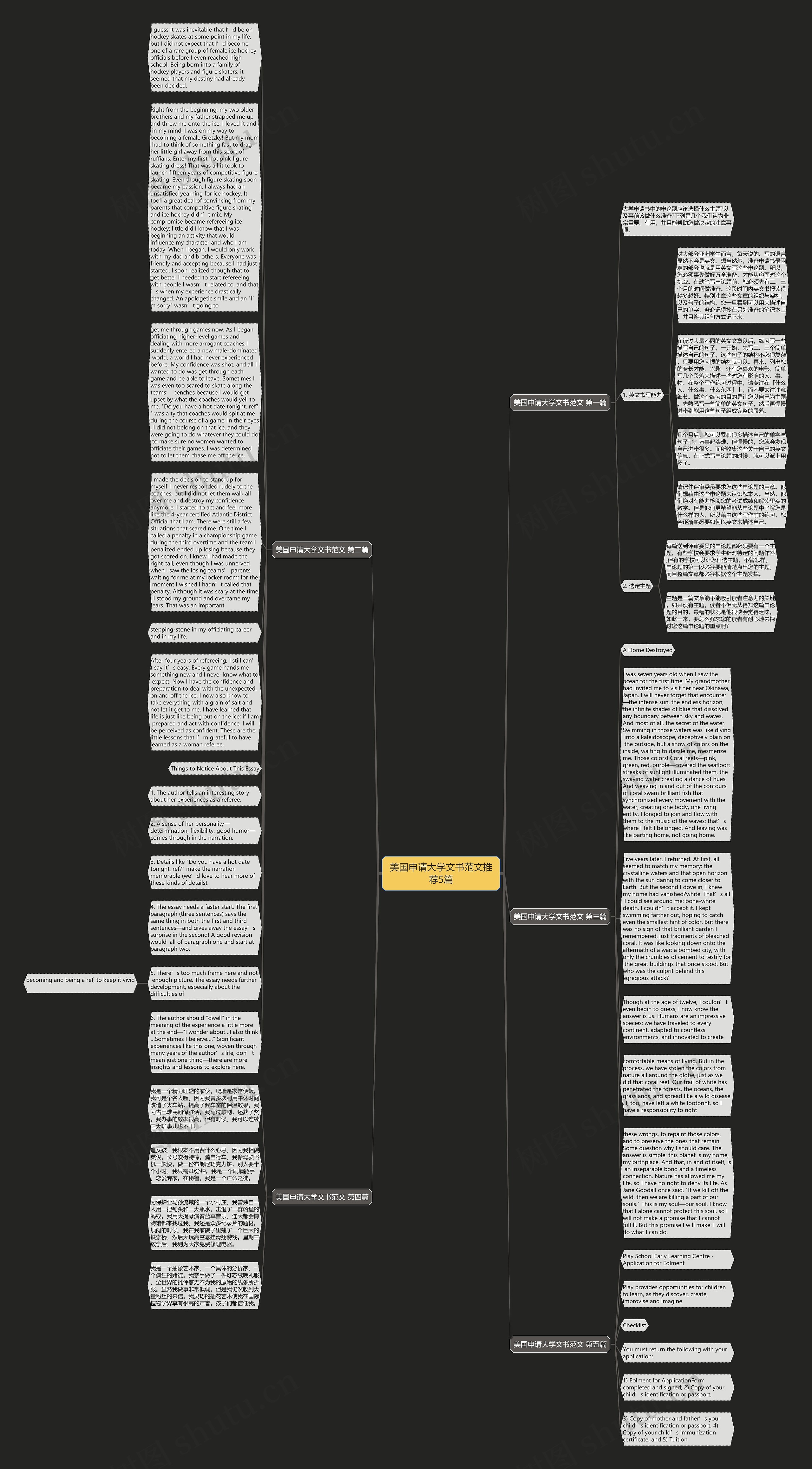美国申请大学文书范文推荐5篇思维导图