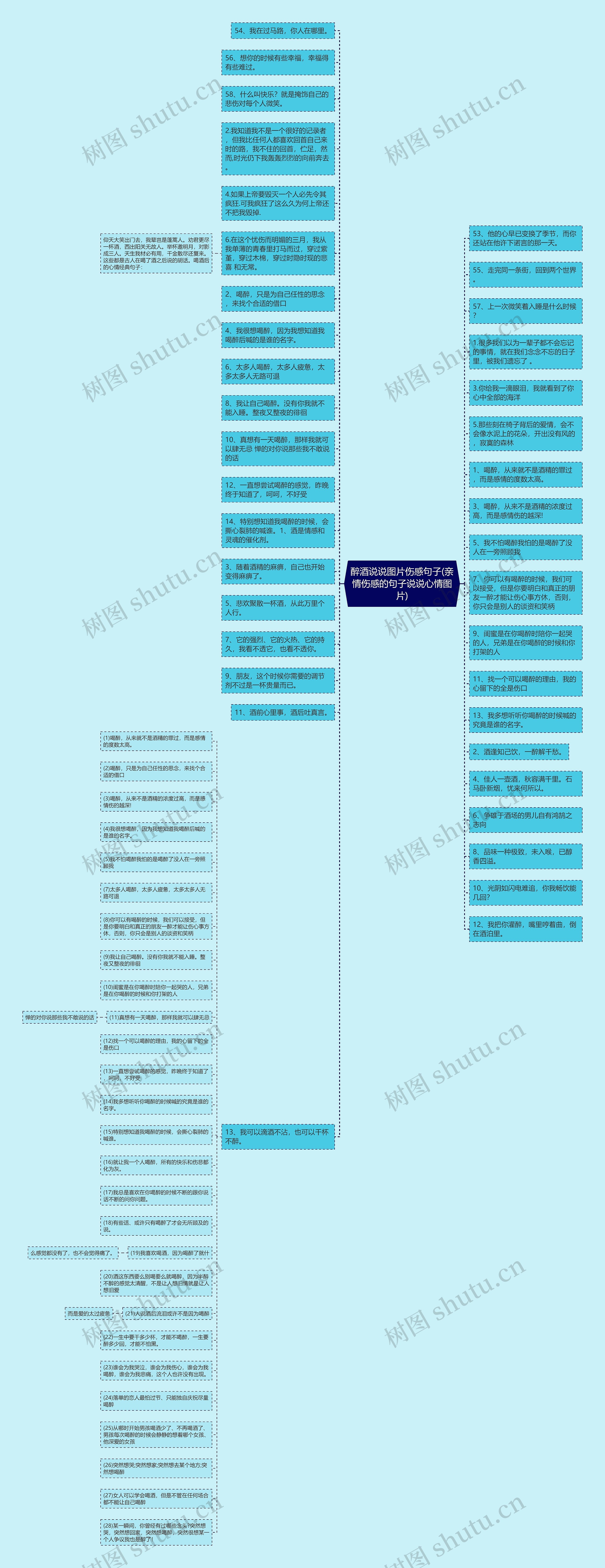 醉酒说说图片伤感句子(亲情伤感的句子说说心情图片)思维导图
