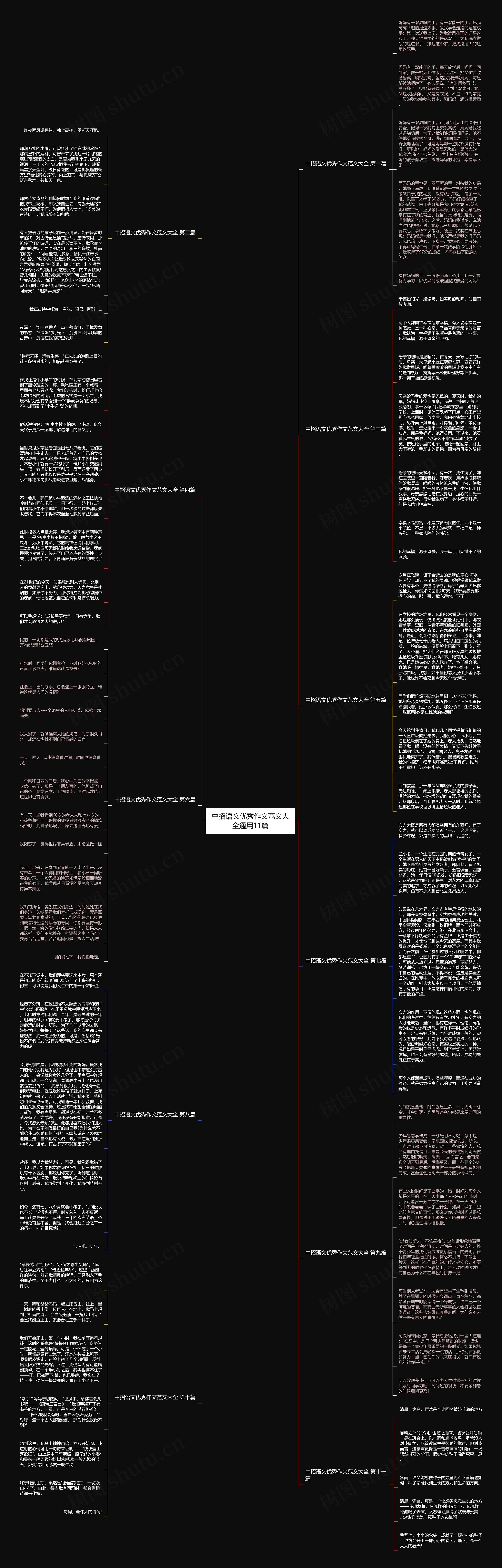 中招语文优秀作文范文大全通用11篇思维导图