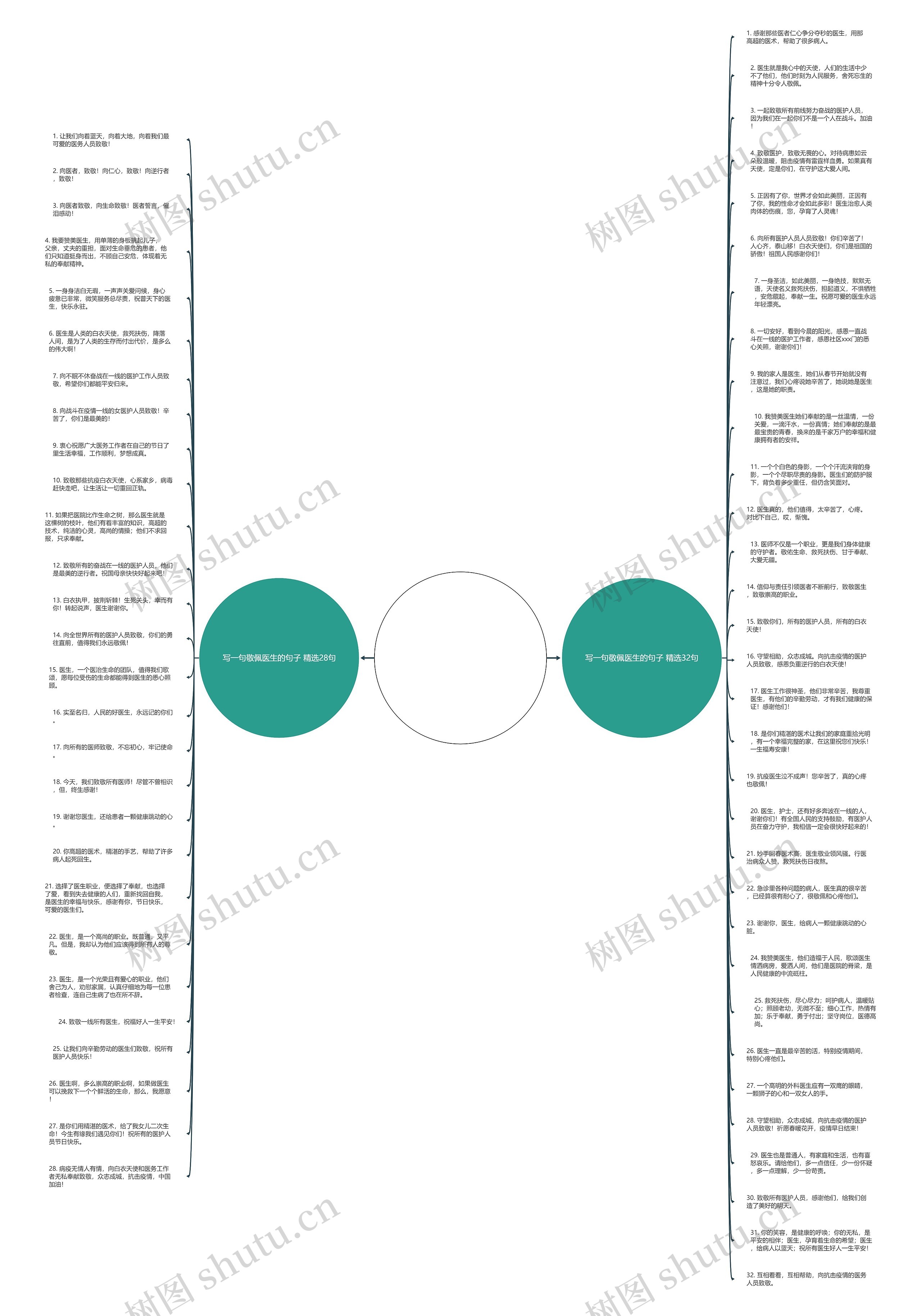 写一句敬佩医生的句子精选60句思维导图