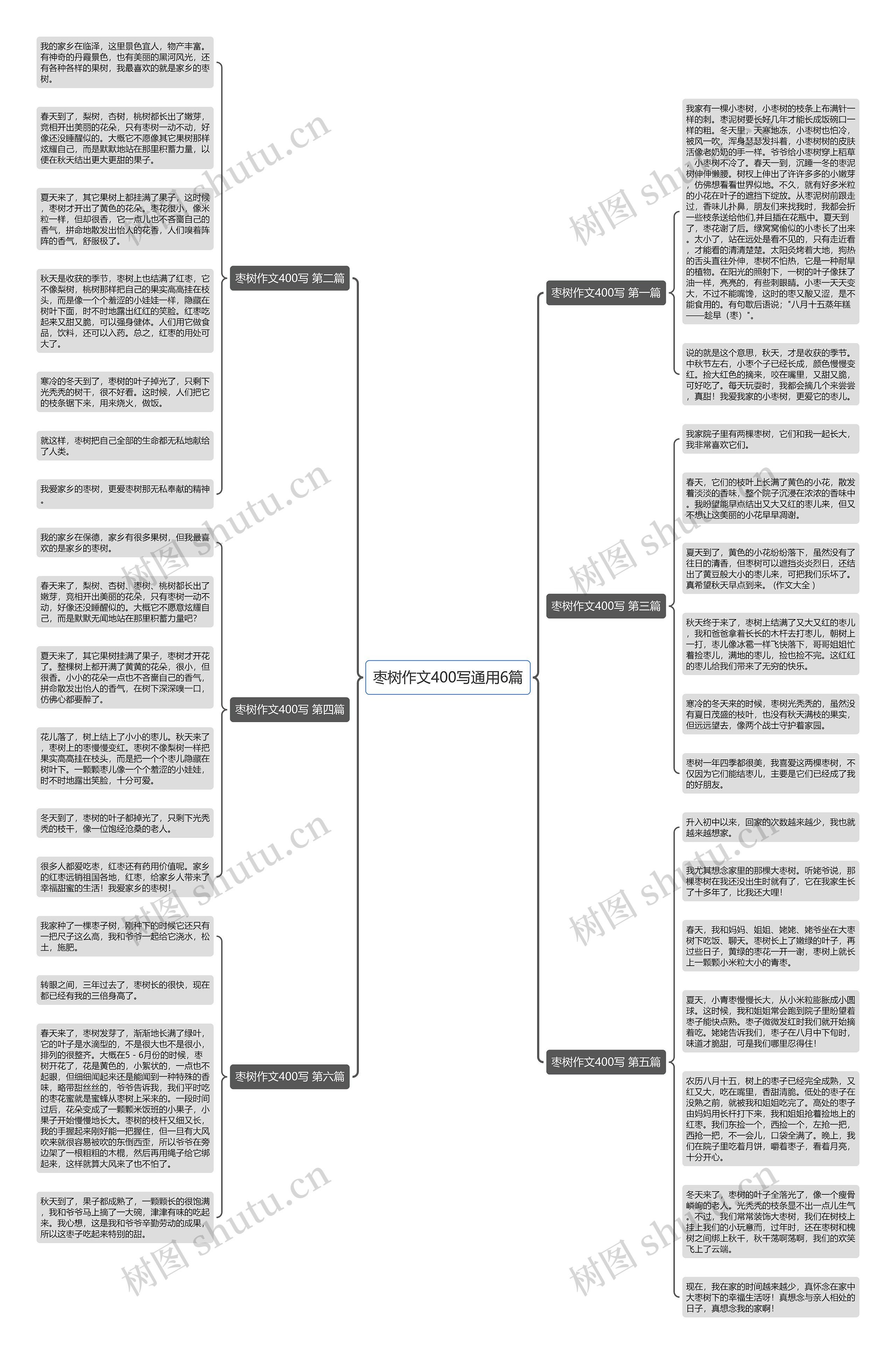 枣树作文400写通用6篇思维导图