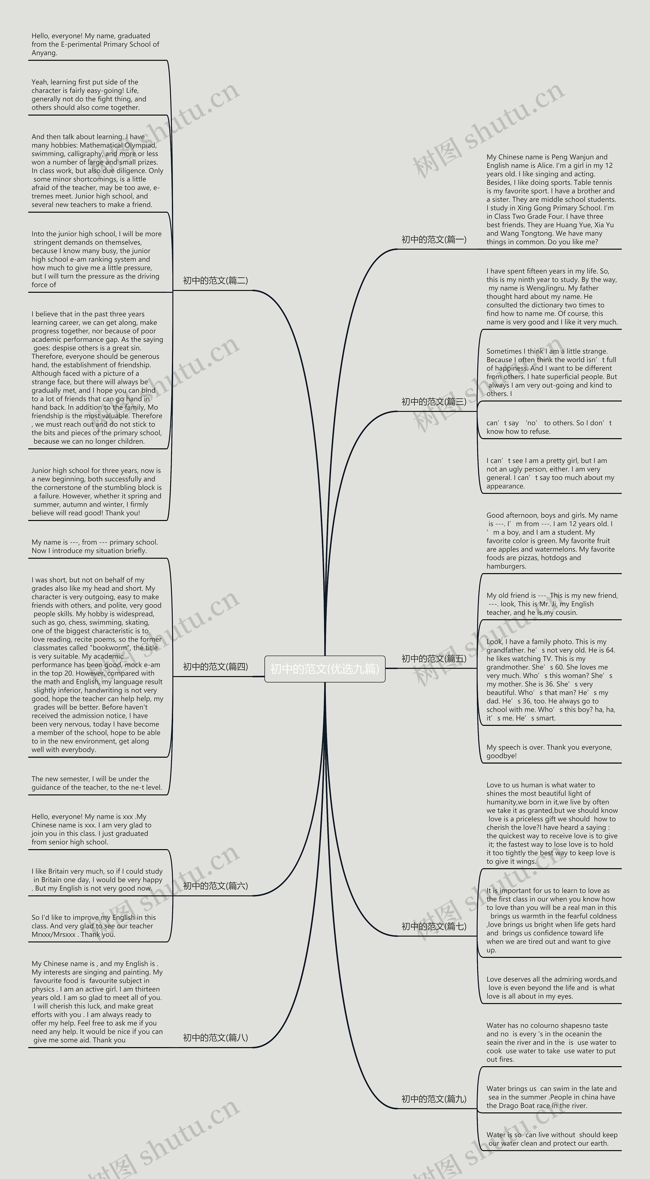 初中的范文(优选九篇)思维导图