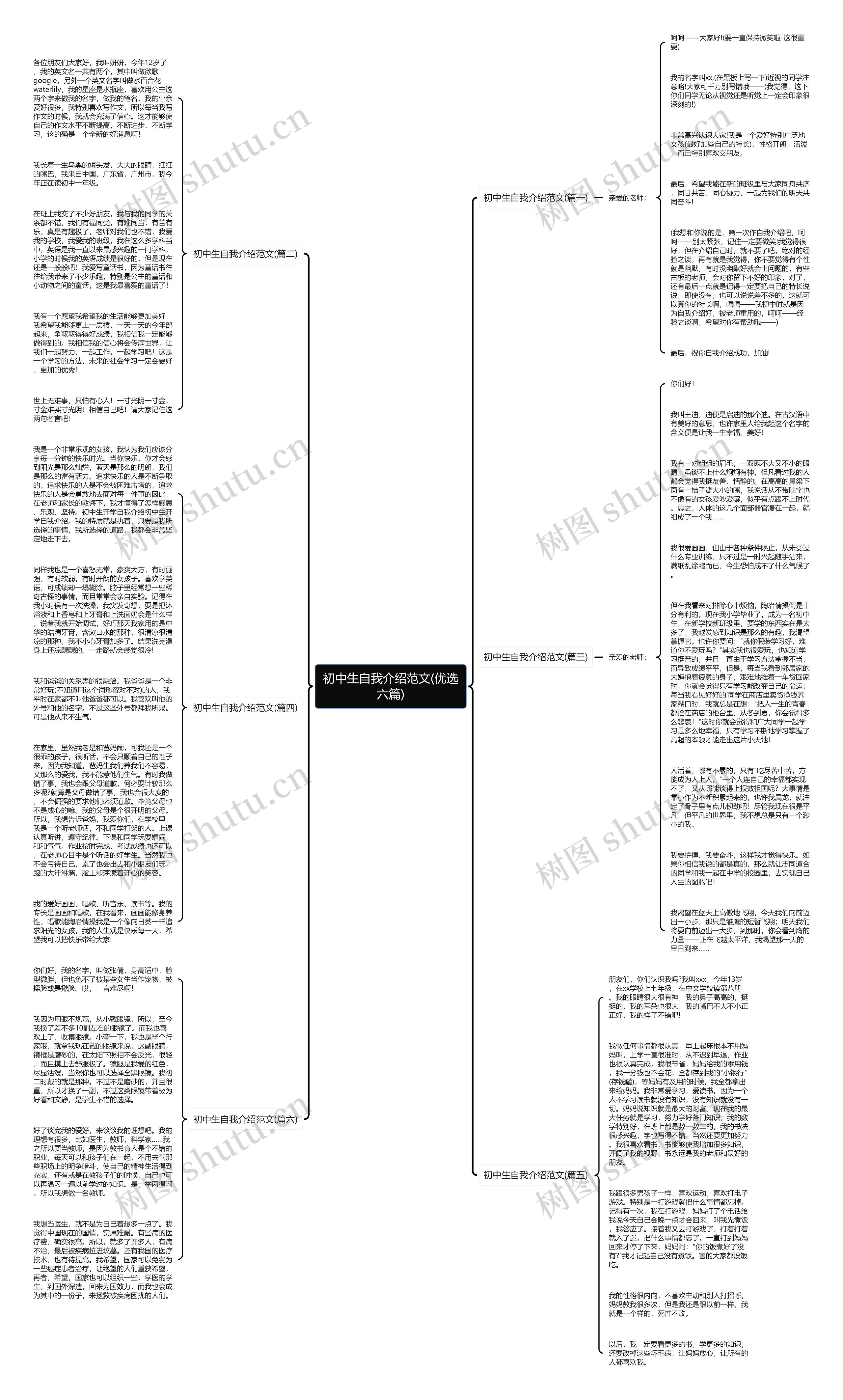 初中生自我介绍范文(优选六篇)思维导图