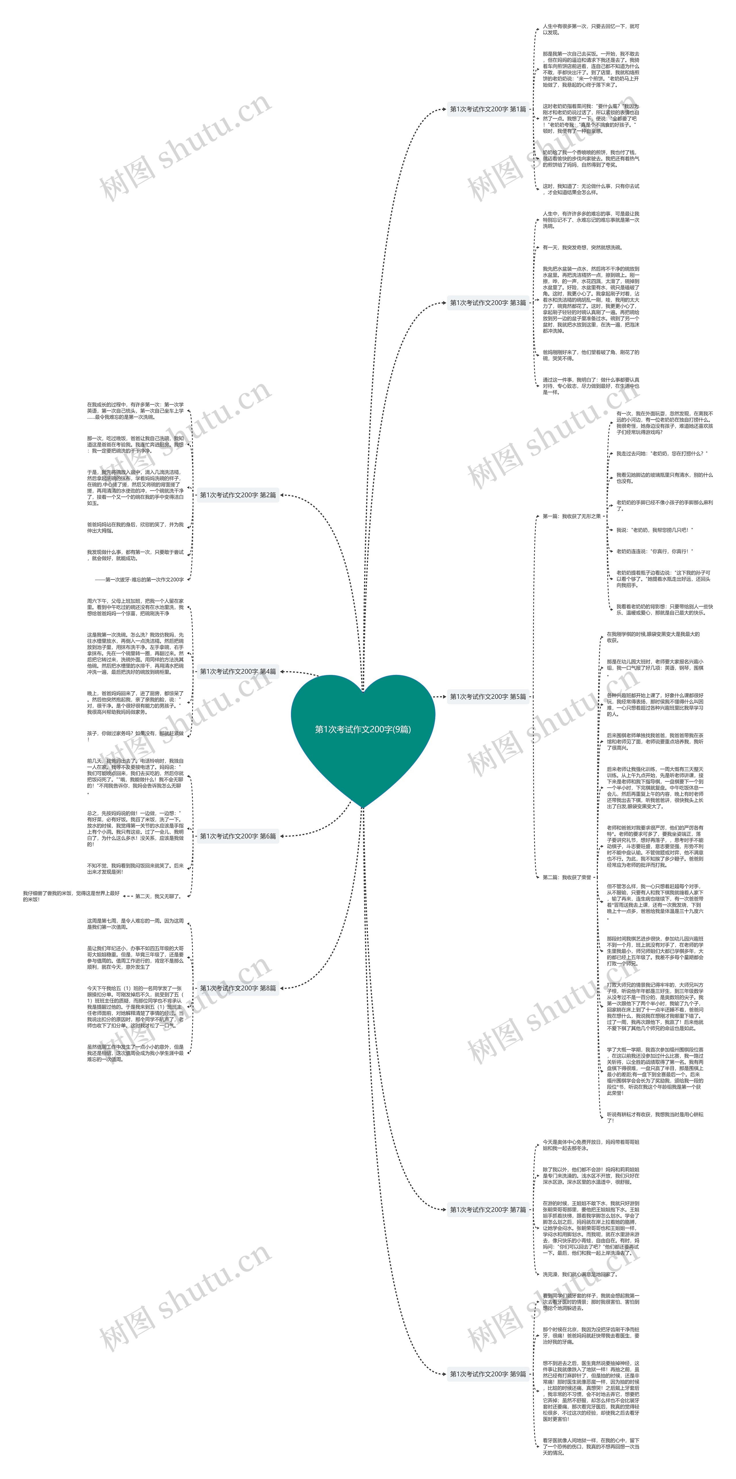 第1次考试作文200字(9篇)思维导图