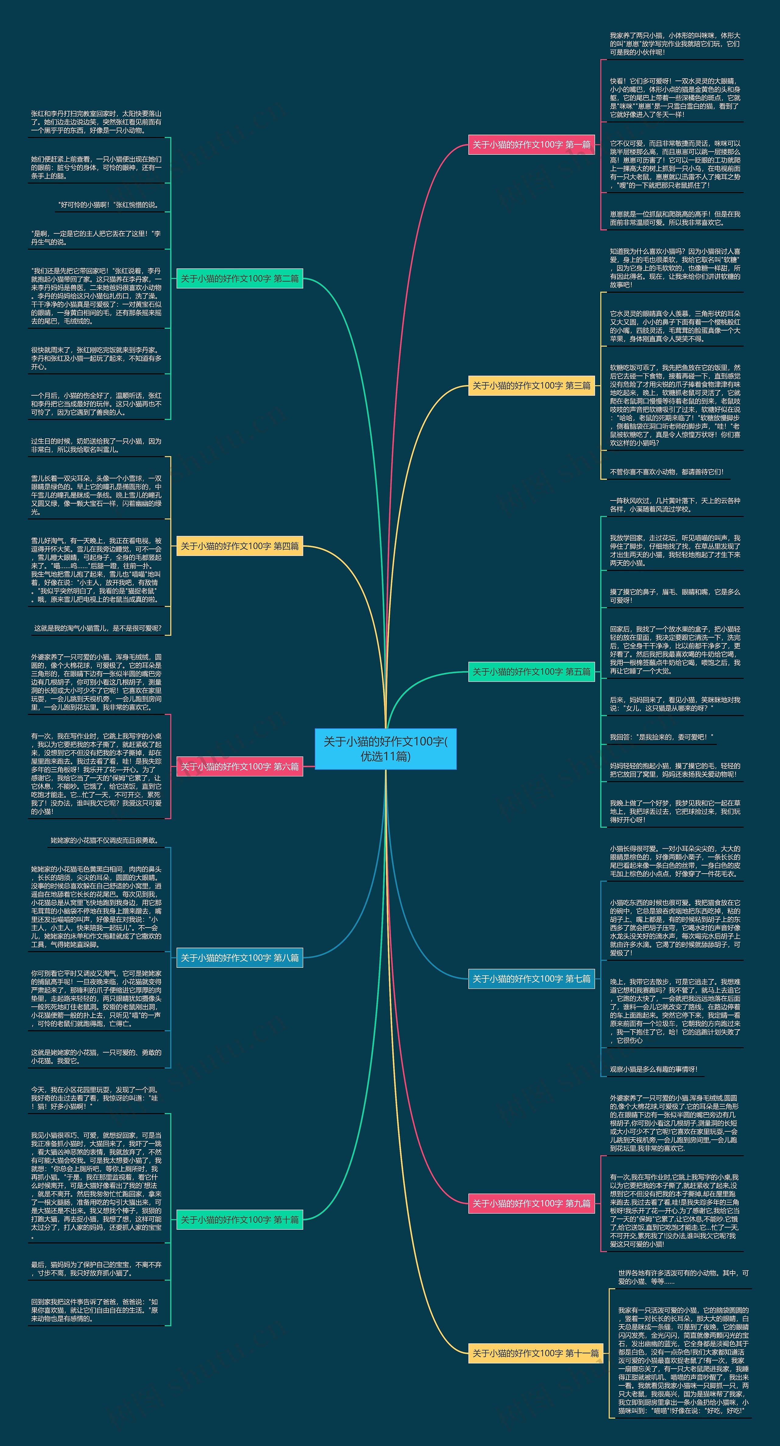 关于小猫的好作文100字(优选11篇)思维导图
