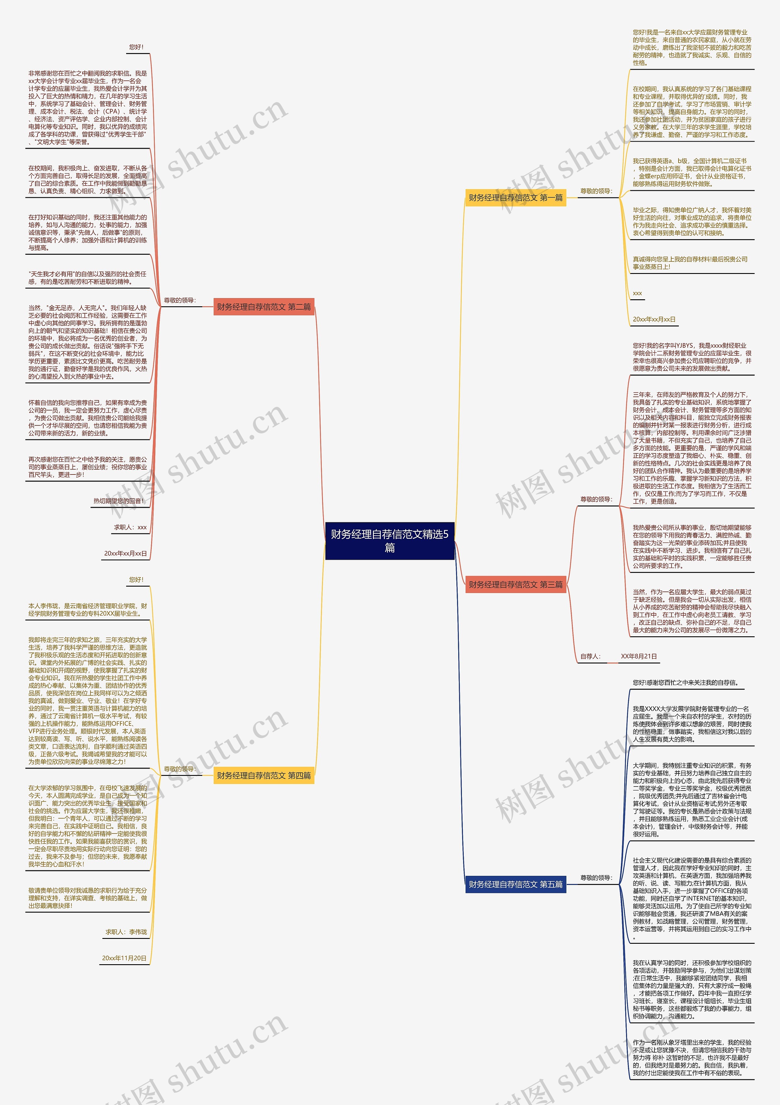 财务经理自荐信范文精选5篇思维导图