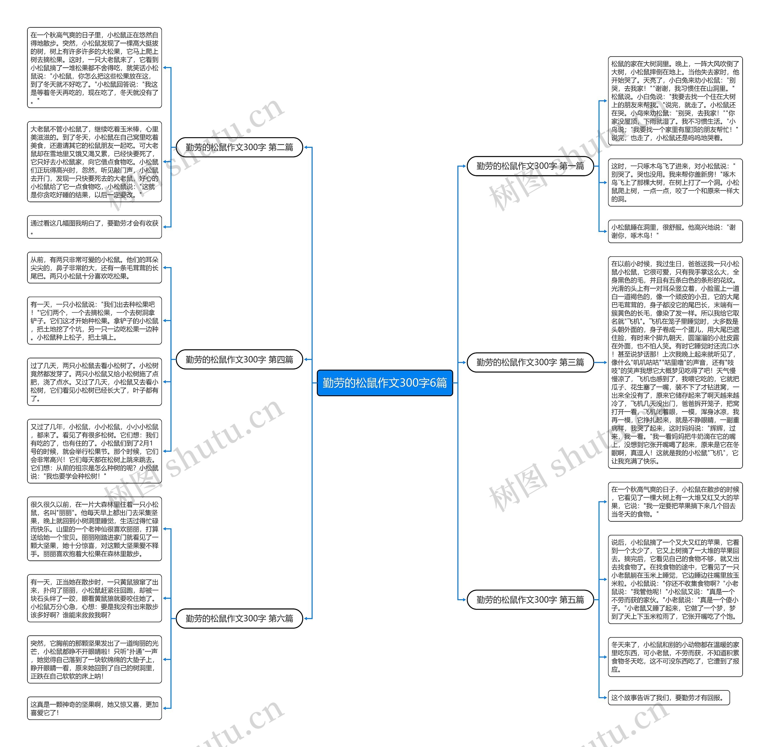 勤劳的松鼠作文300字6篇思维导图