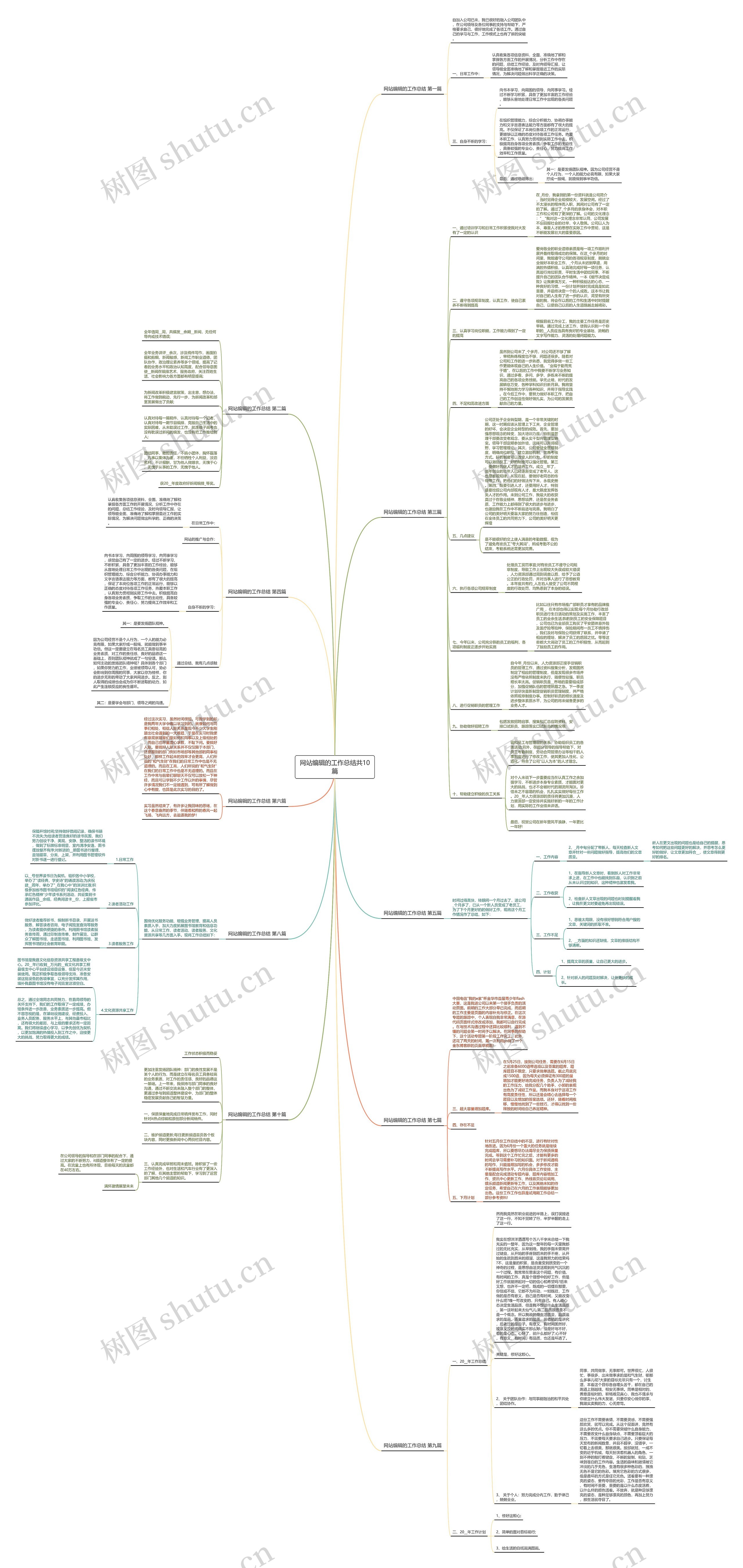 网站编辑的工作总结共10篇思维导图