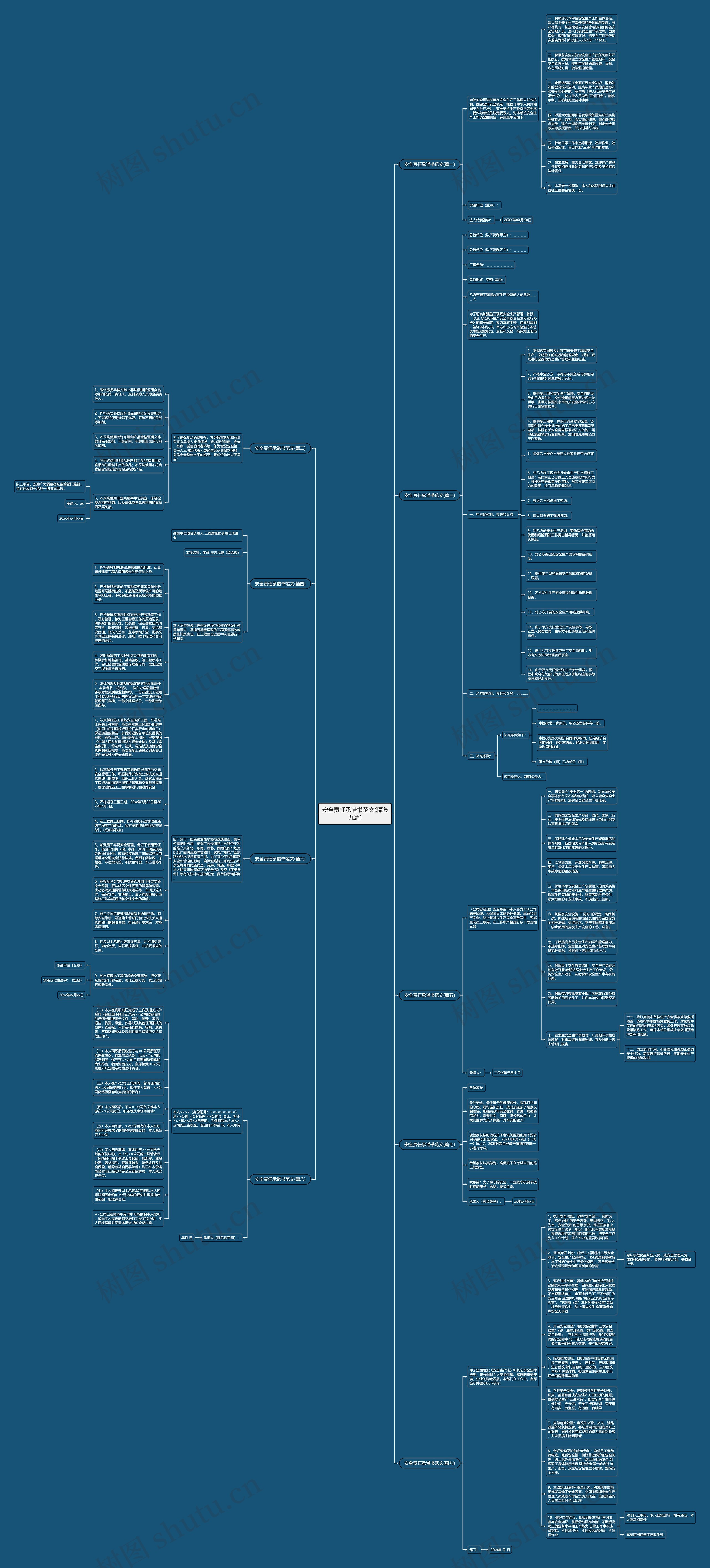 安全责任承诺书范文(精选九篇)思维导图