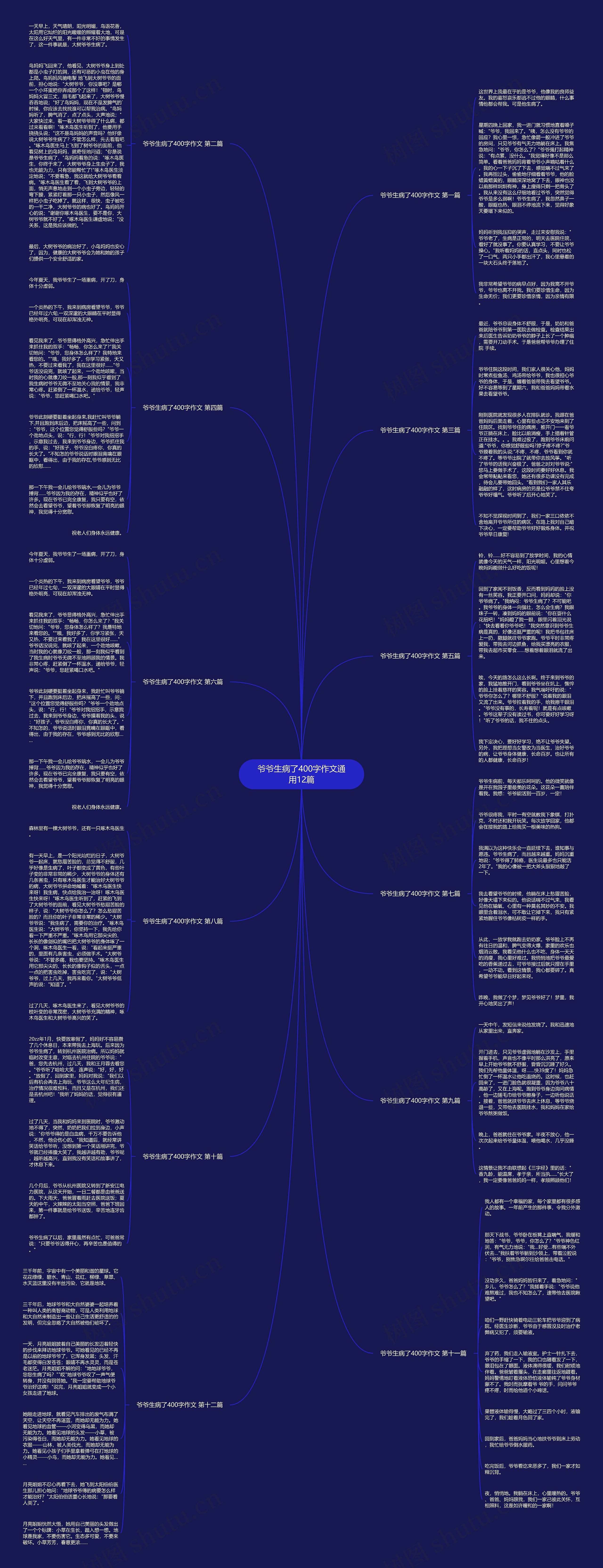 爷爷生病了400字作文通用12篇思维导图