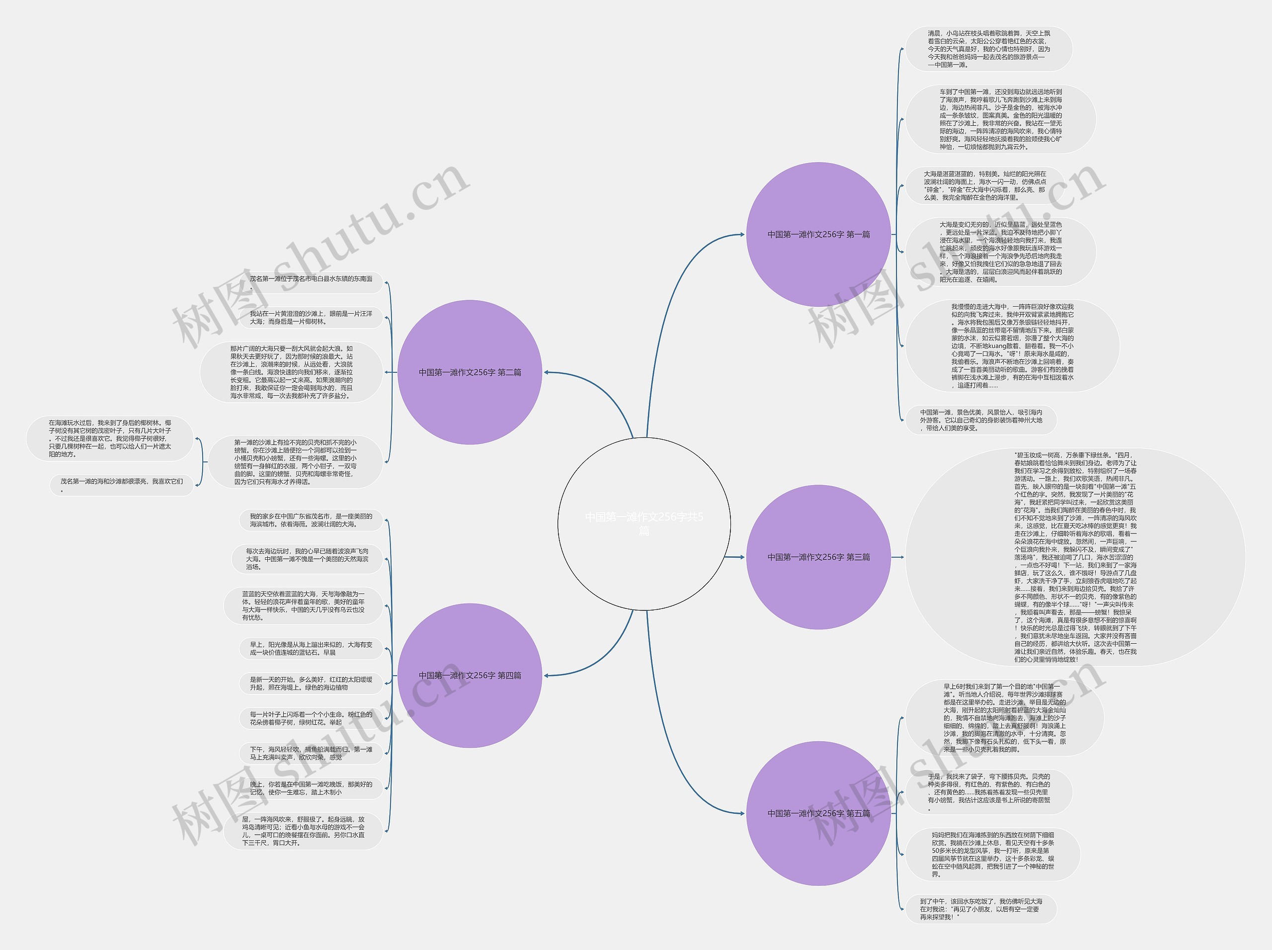 中国第一滩作文256字共5篇思维导图