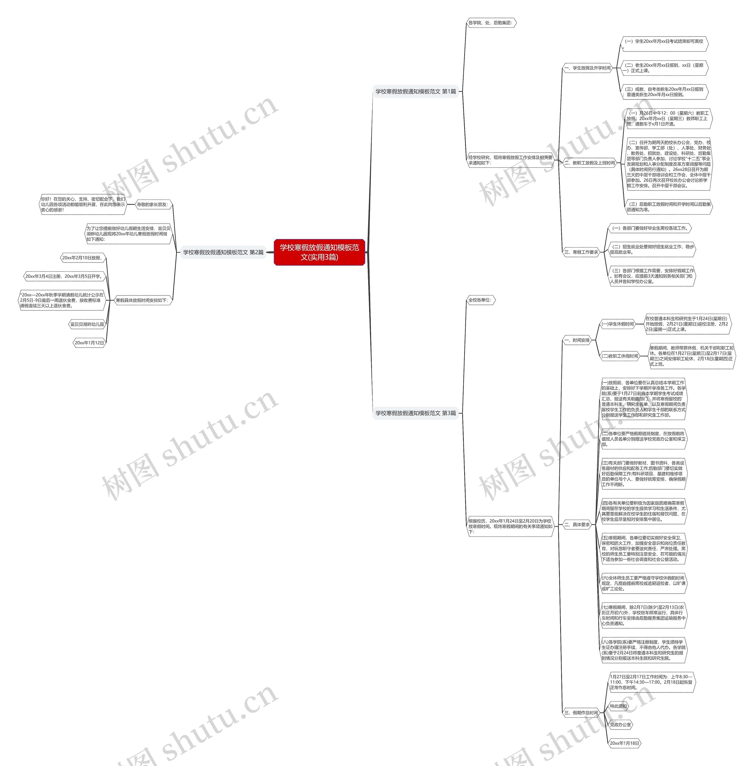 学校寒假放假通知范文(实用3篇)思维导图