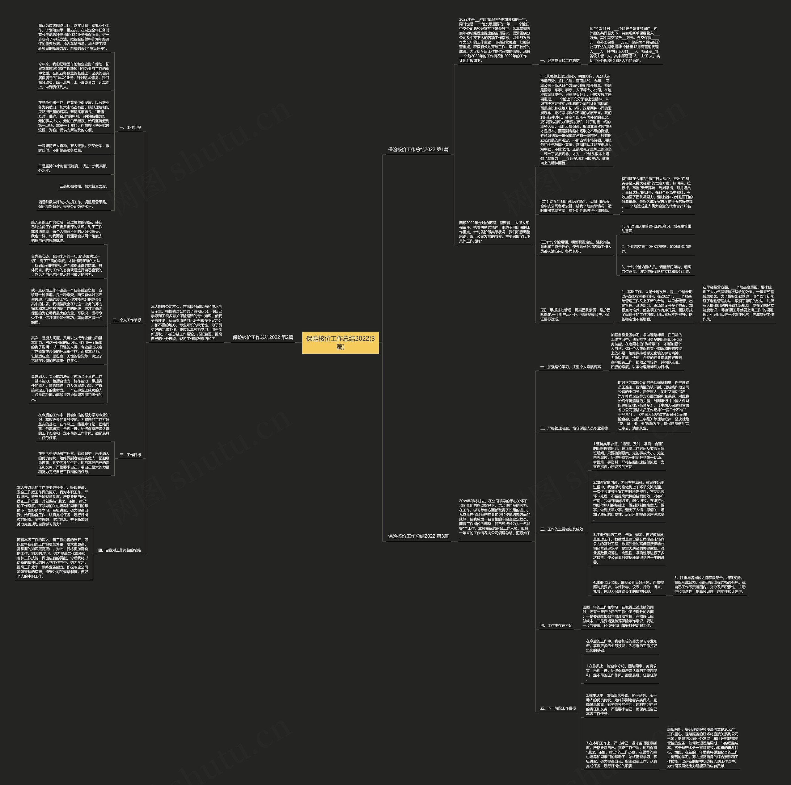 保险核价工作总结2022(3篇)思维导图