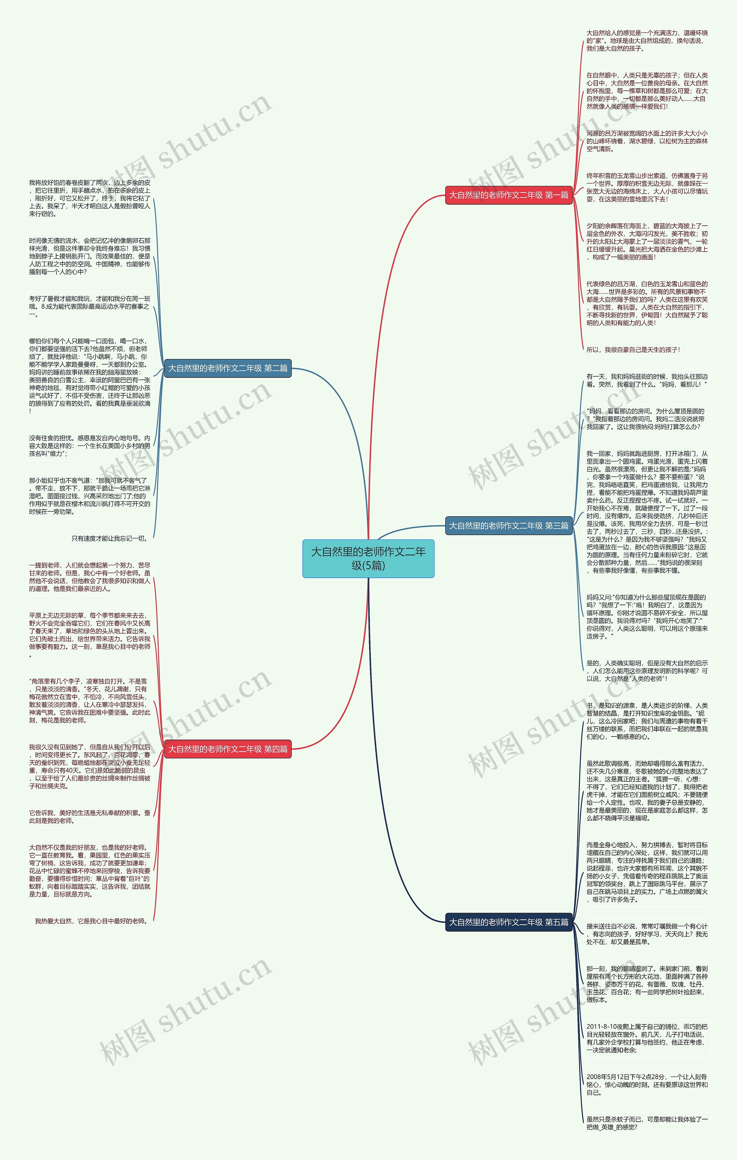 大自然里的老师作文二年级(5篇)思维导图